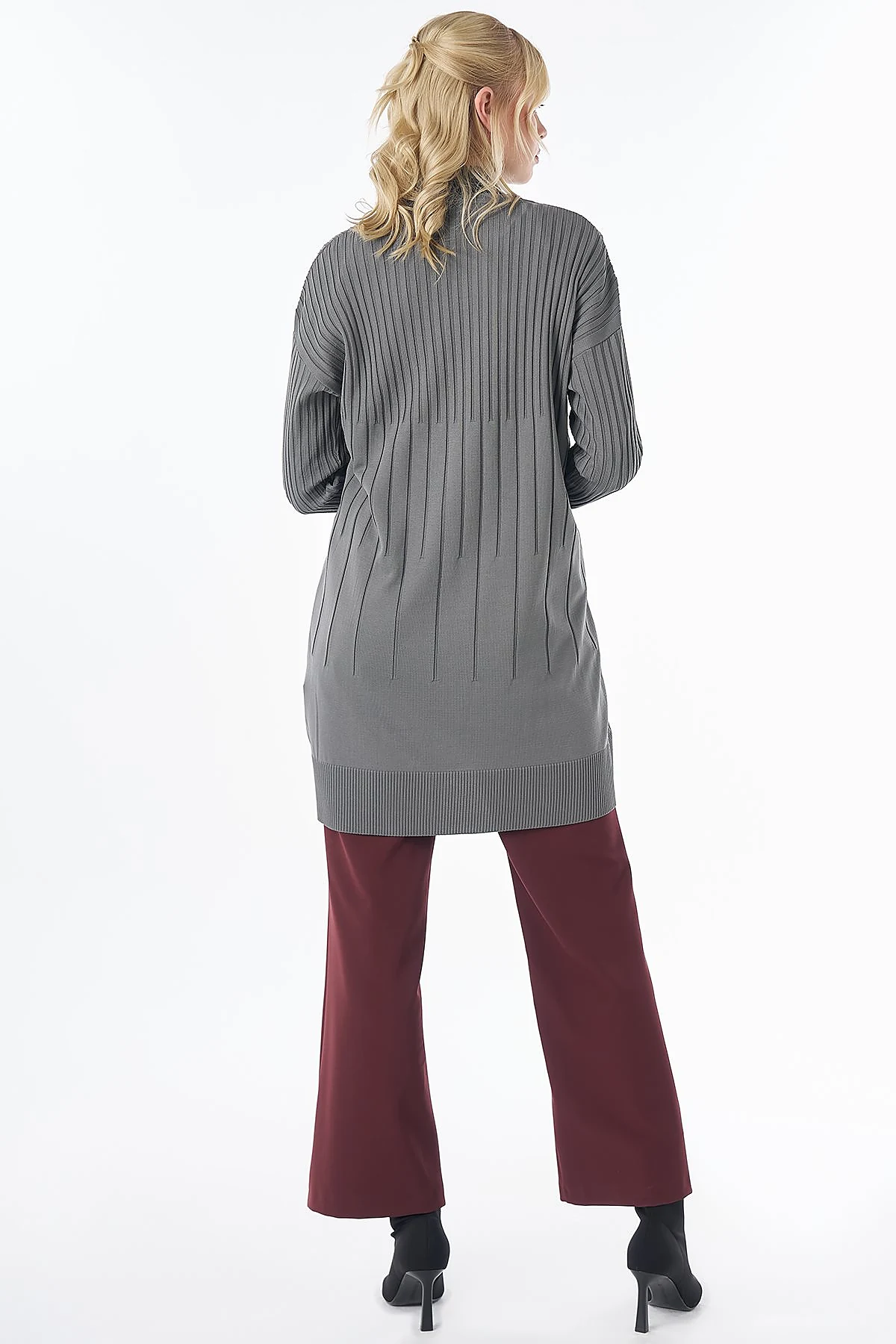 Ribbed Knit Tunic Gray