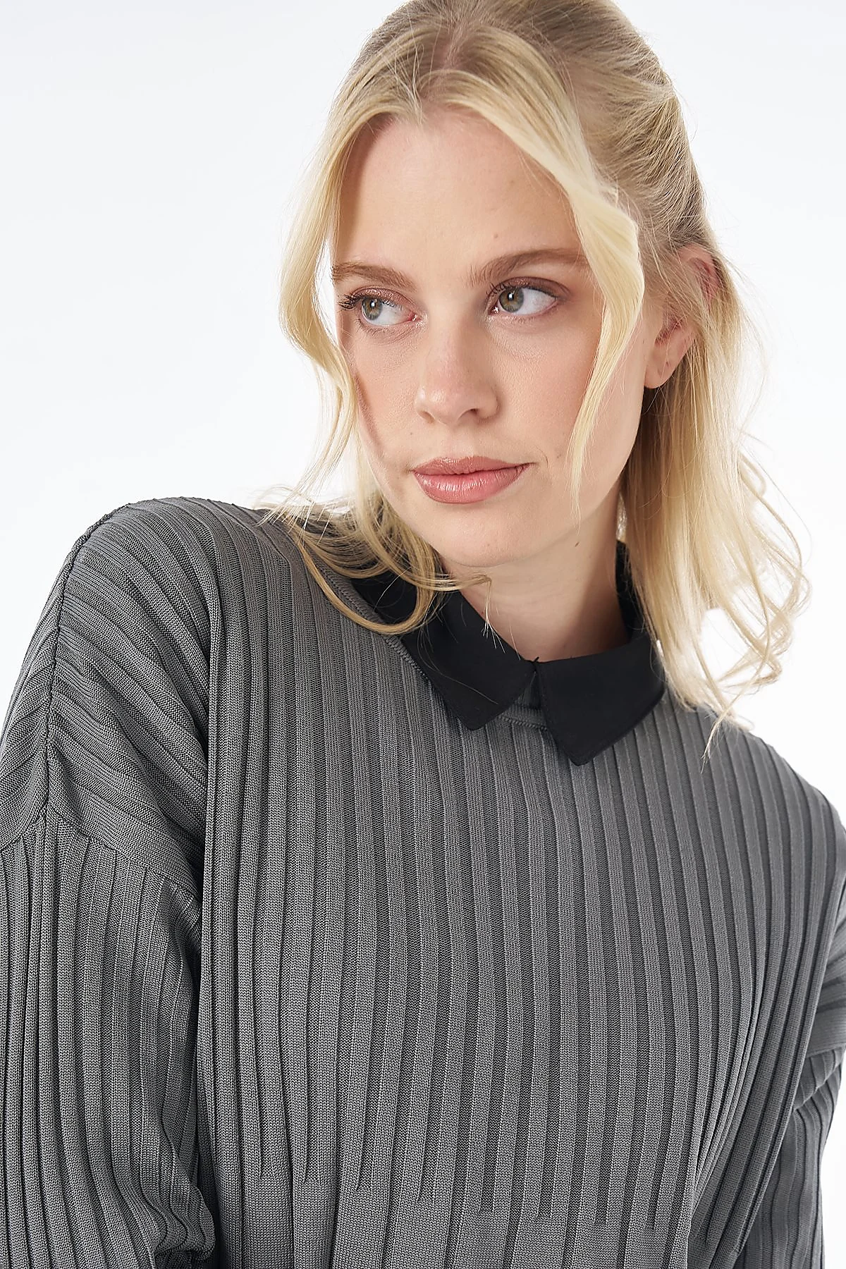 Ribbed Knit Tunic Gray