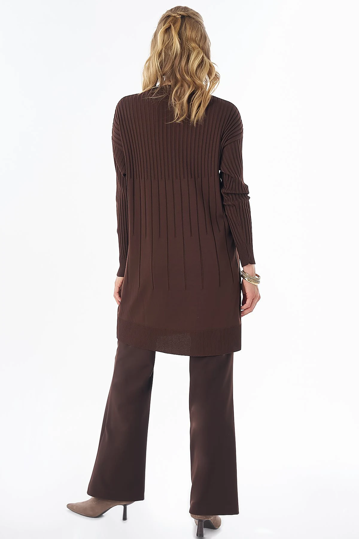 Ribbed Knit Tunic Brown