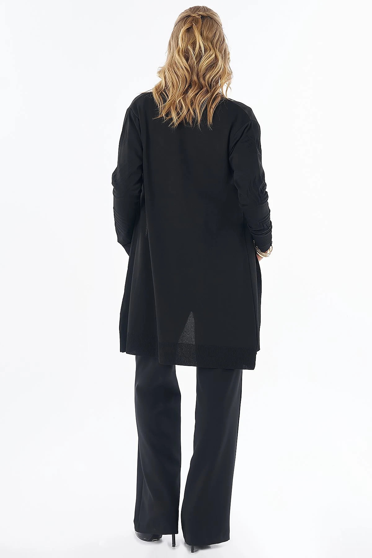 Leaf Pattern Knit Cardigan Black