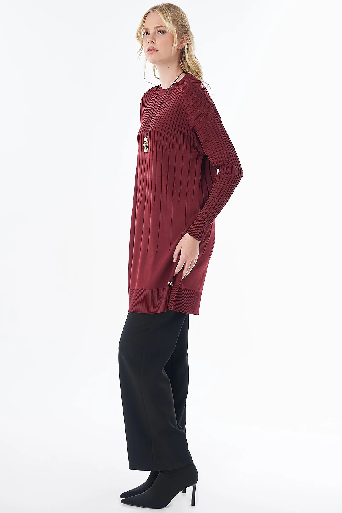Ribbed Knit Tunic Burgundy