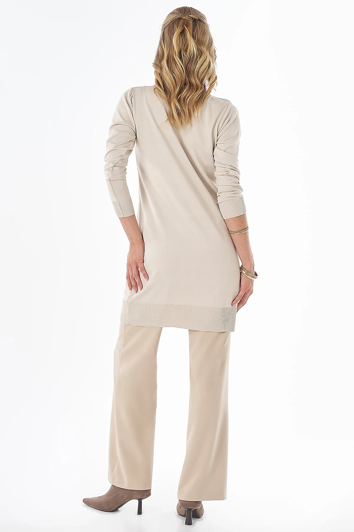 Diamond Pattern Knit Tunic - Cream