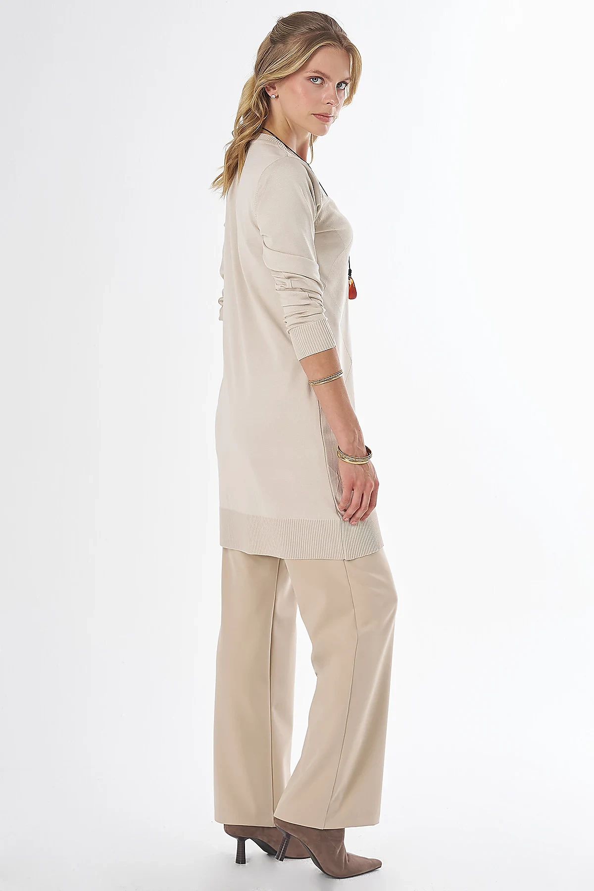 Diamond Pattern Knit Tunic - Cream