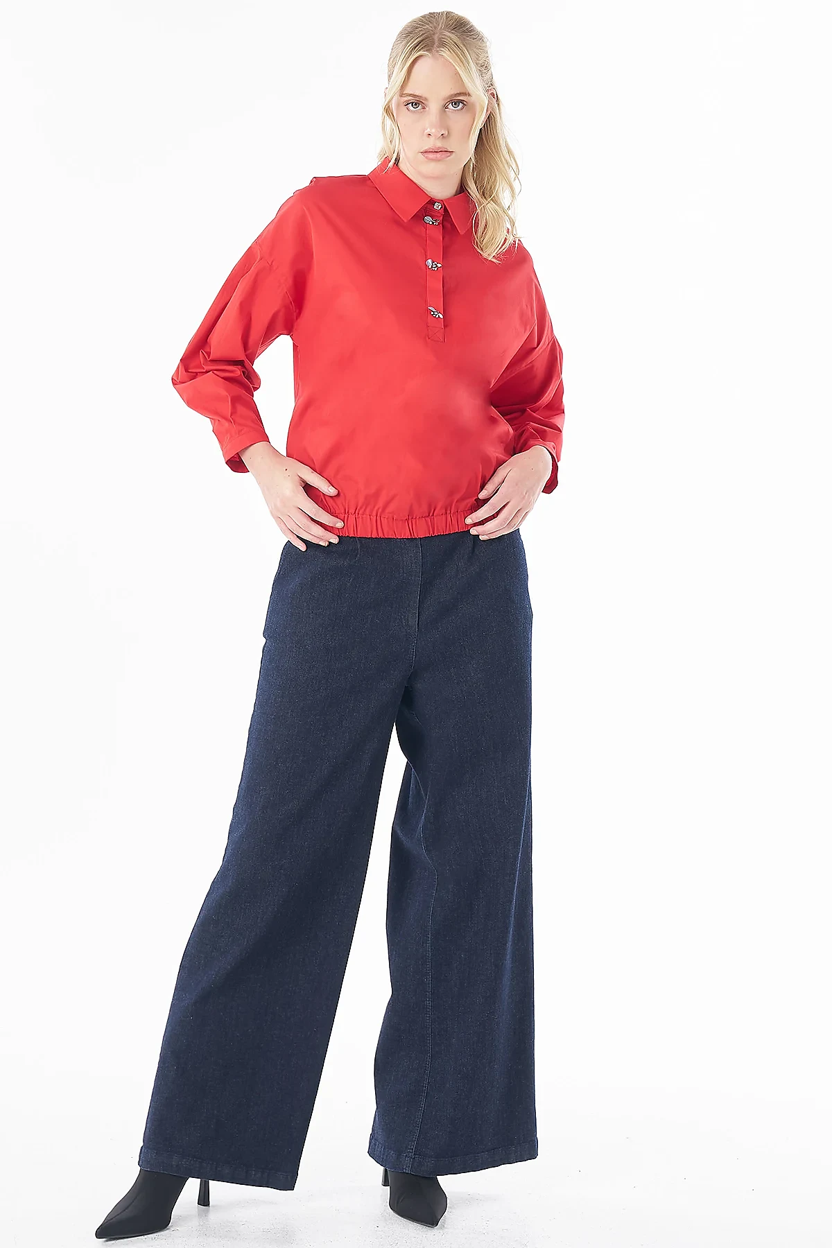 Embroidered Detail Blouse Red