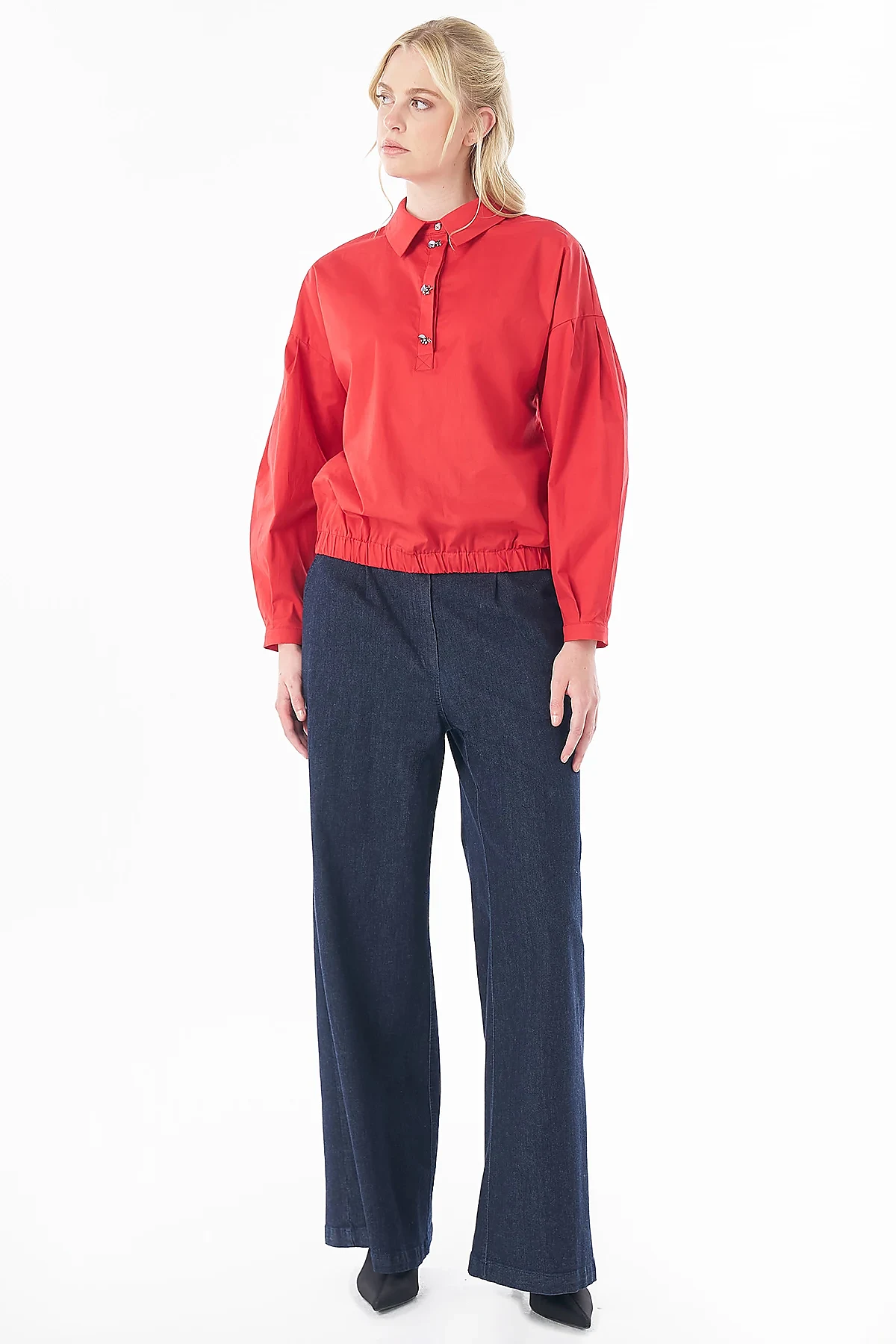 Embroidered Detail Blouse Red