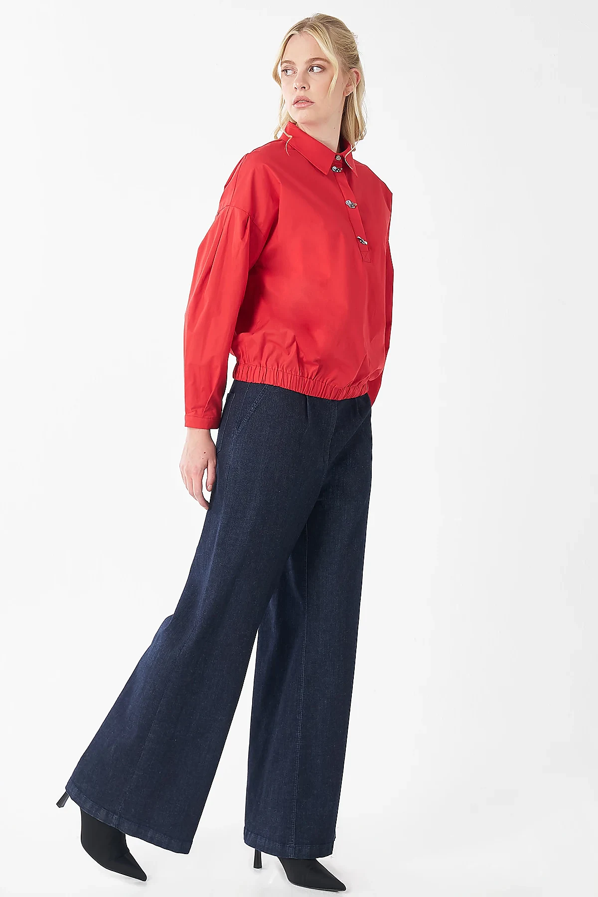 Embroidered Detail Blouse Red