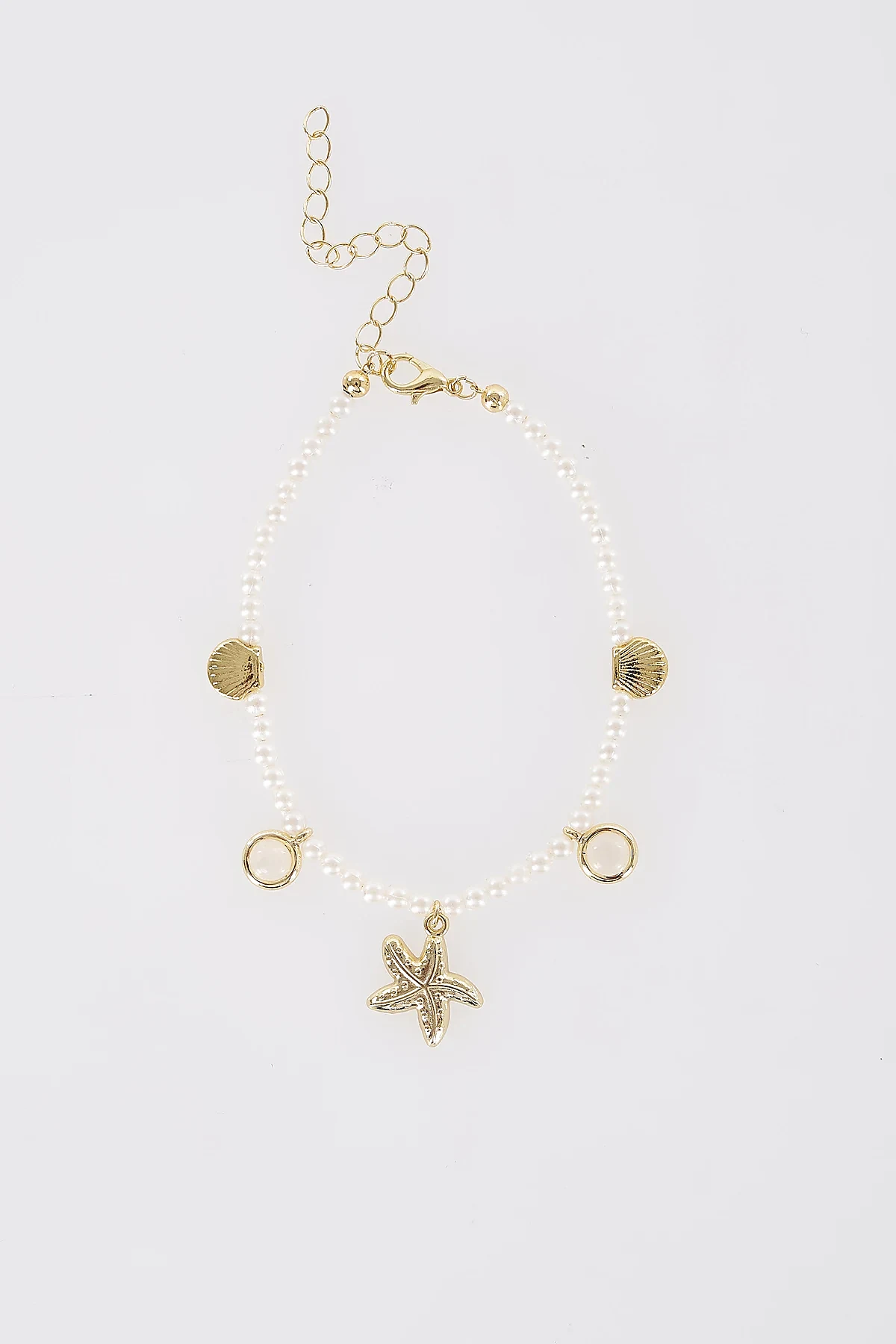 Pearl Beaded Anklet Gold