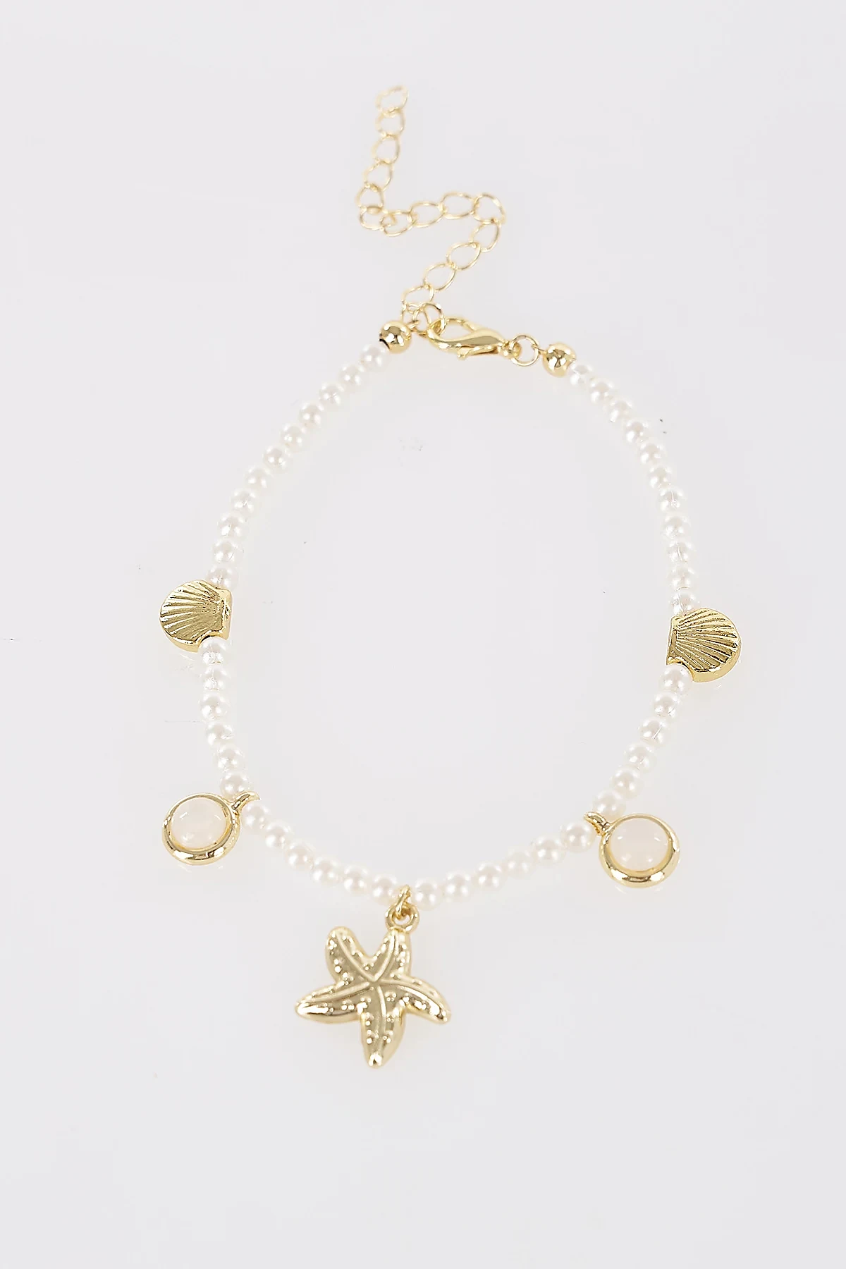 Pearl Beaded Anklet Gold