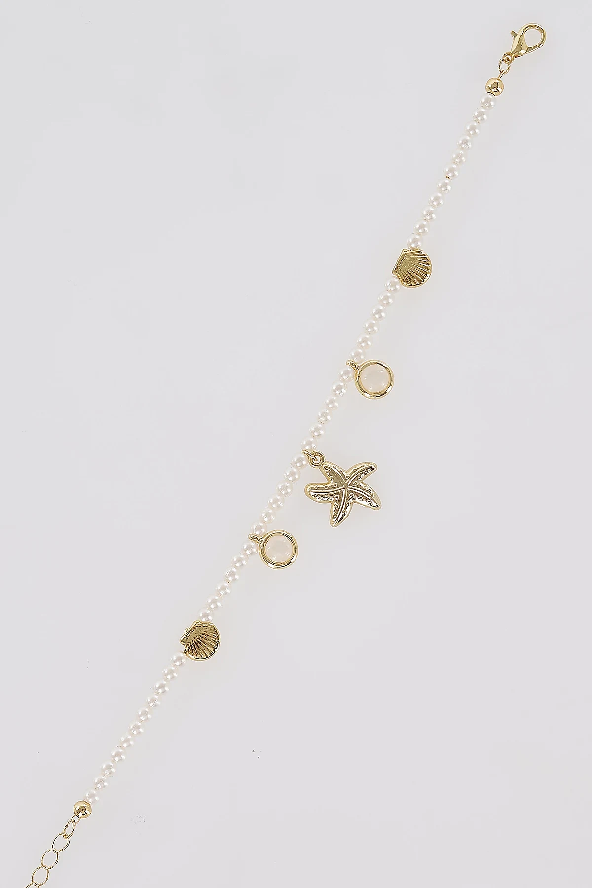 Pearl Beaded Anklet Gold