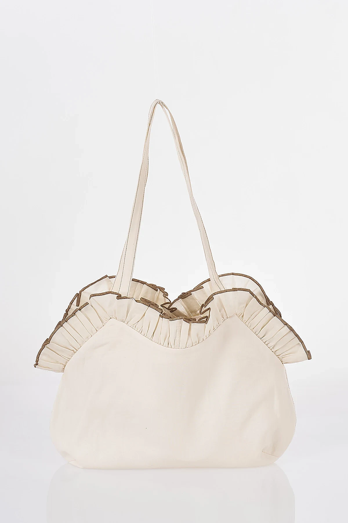 Embroidered Canvas Bag Stone Beige
