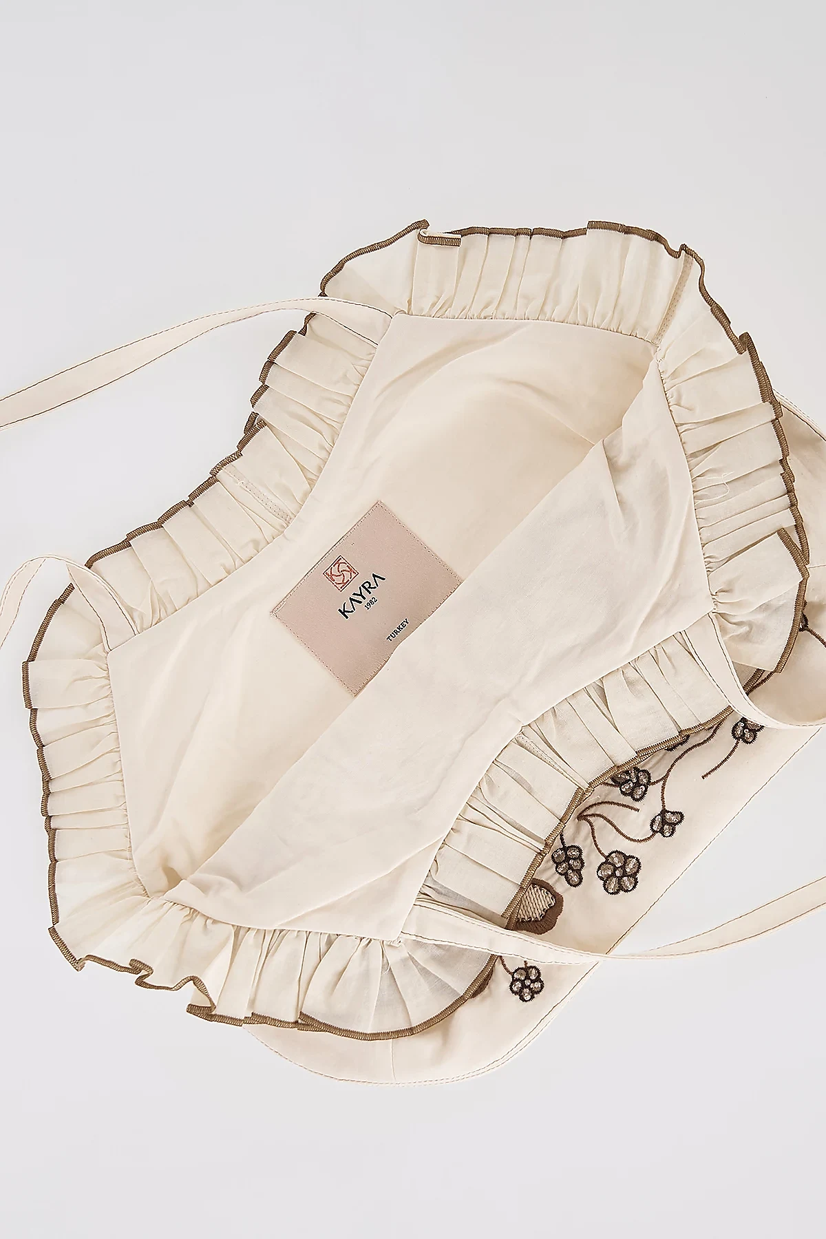 Embroidered Canvas Bag Stone Beige