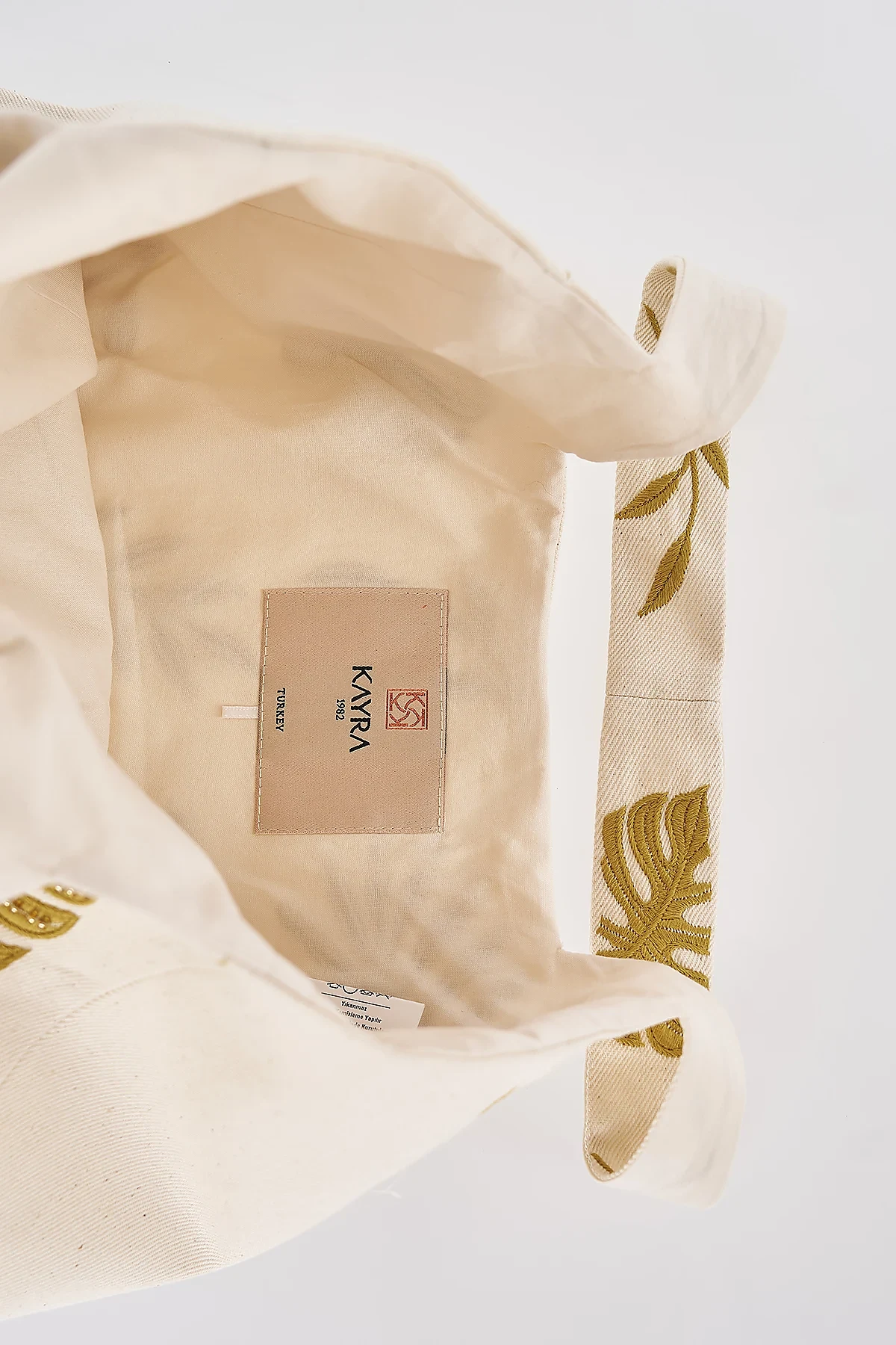 Leaf Pattern Canvas Bag Stone Beige