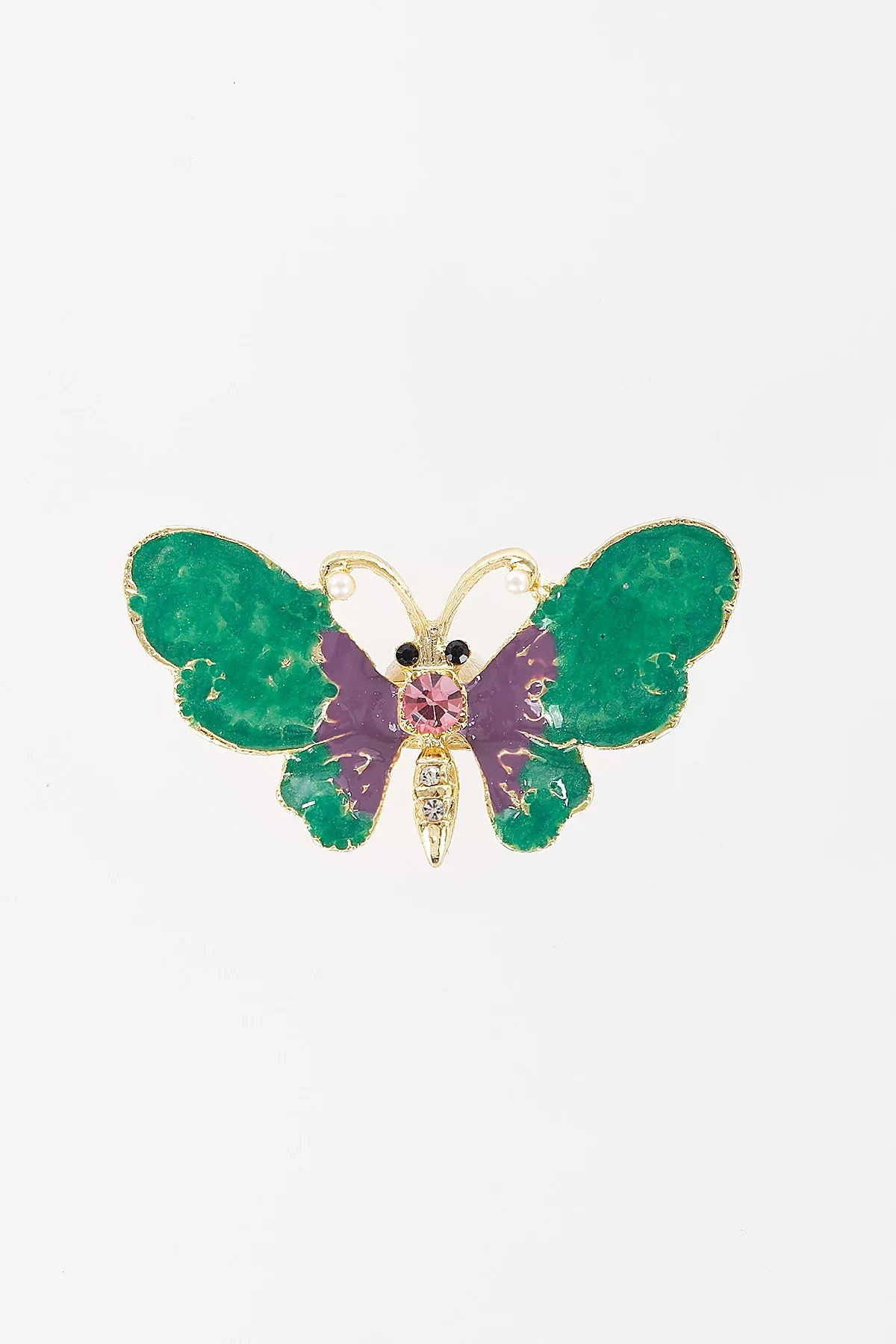 Colorful Butterfly Figure Brooch Gold
