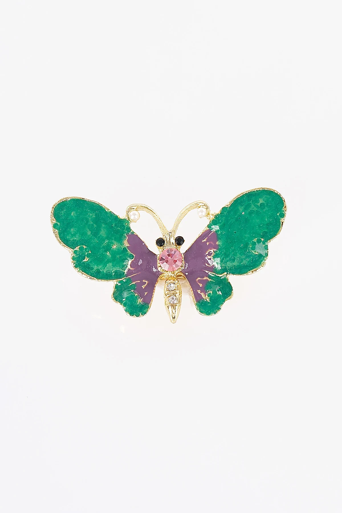 Colorful Butterfly Figure Brooch Gold