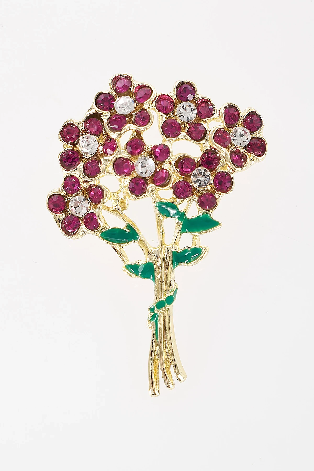 Colorful Stone Flower Bouquet Brooch Gold