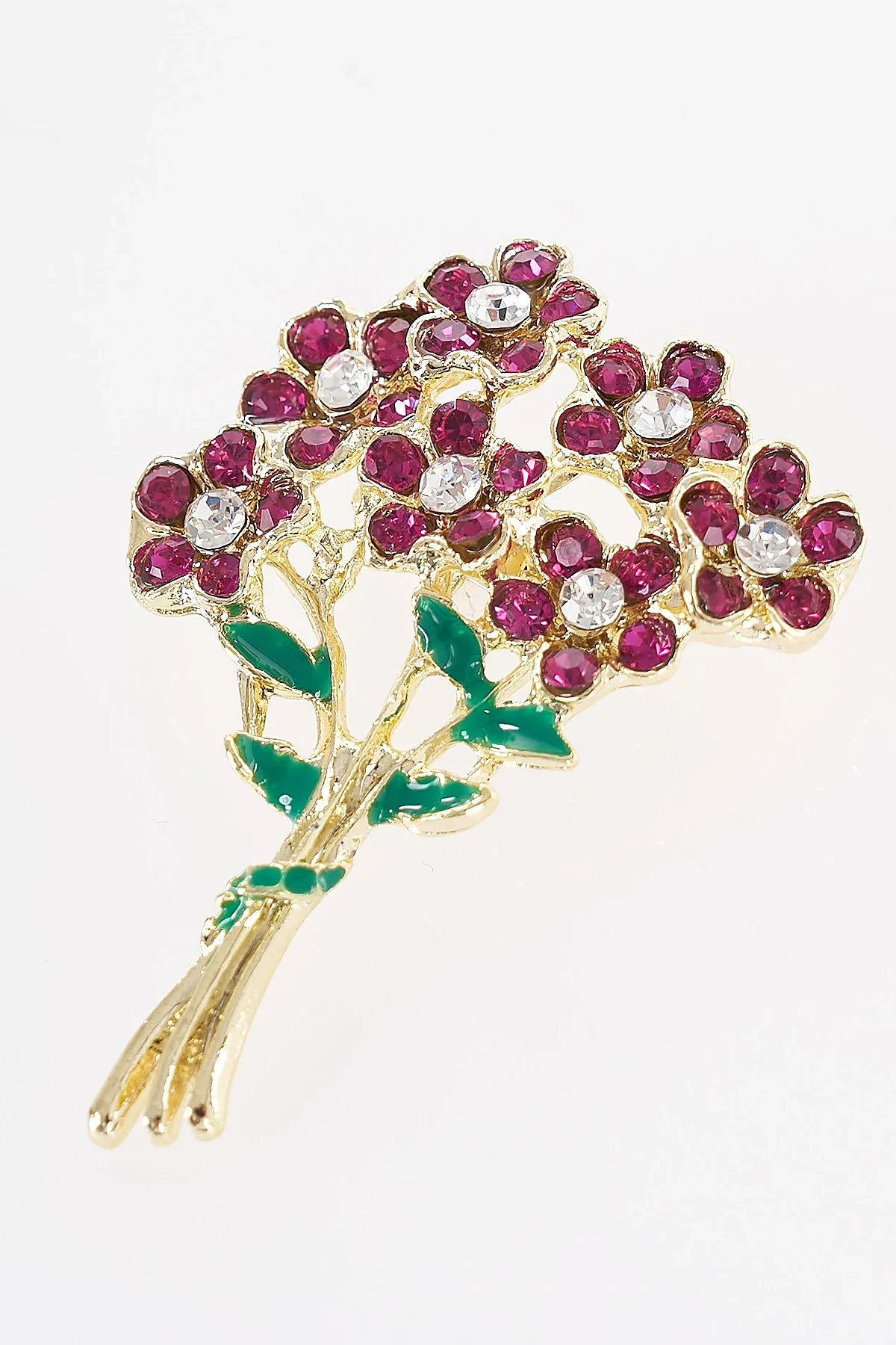 Colorful Stone Flower Bouquet Brooch Gold