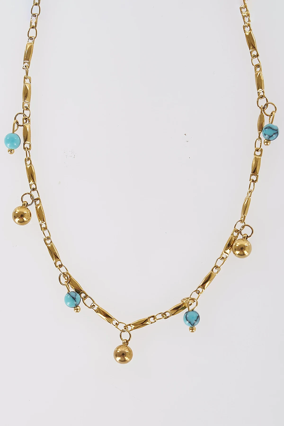 Dangling Bead Detail Anklet Gold