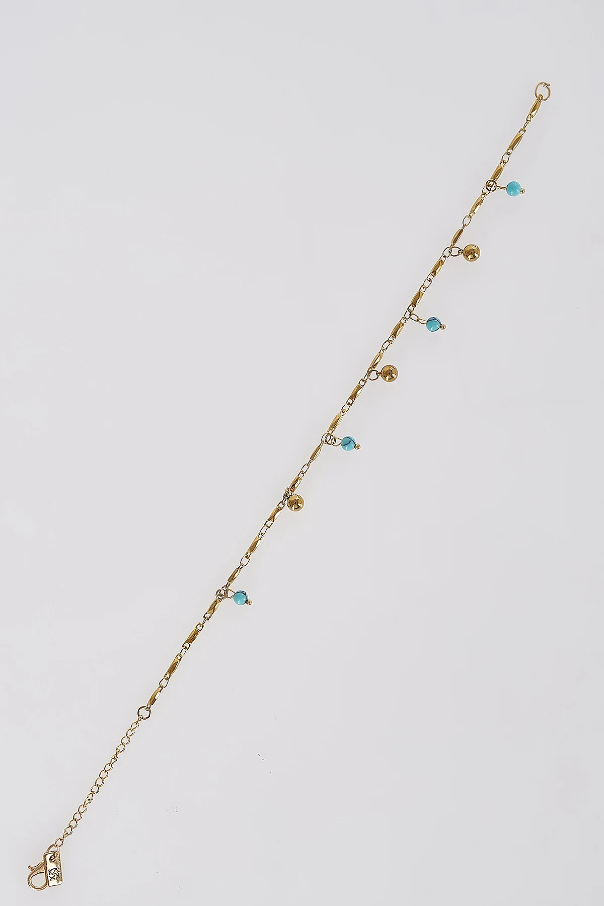 Dangling Bead Detail Anklet Gold