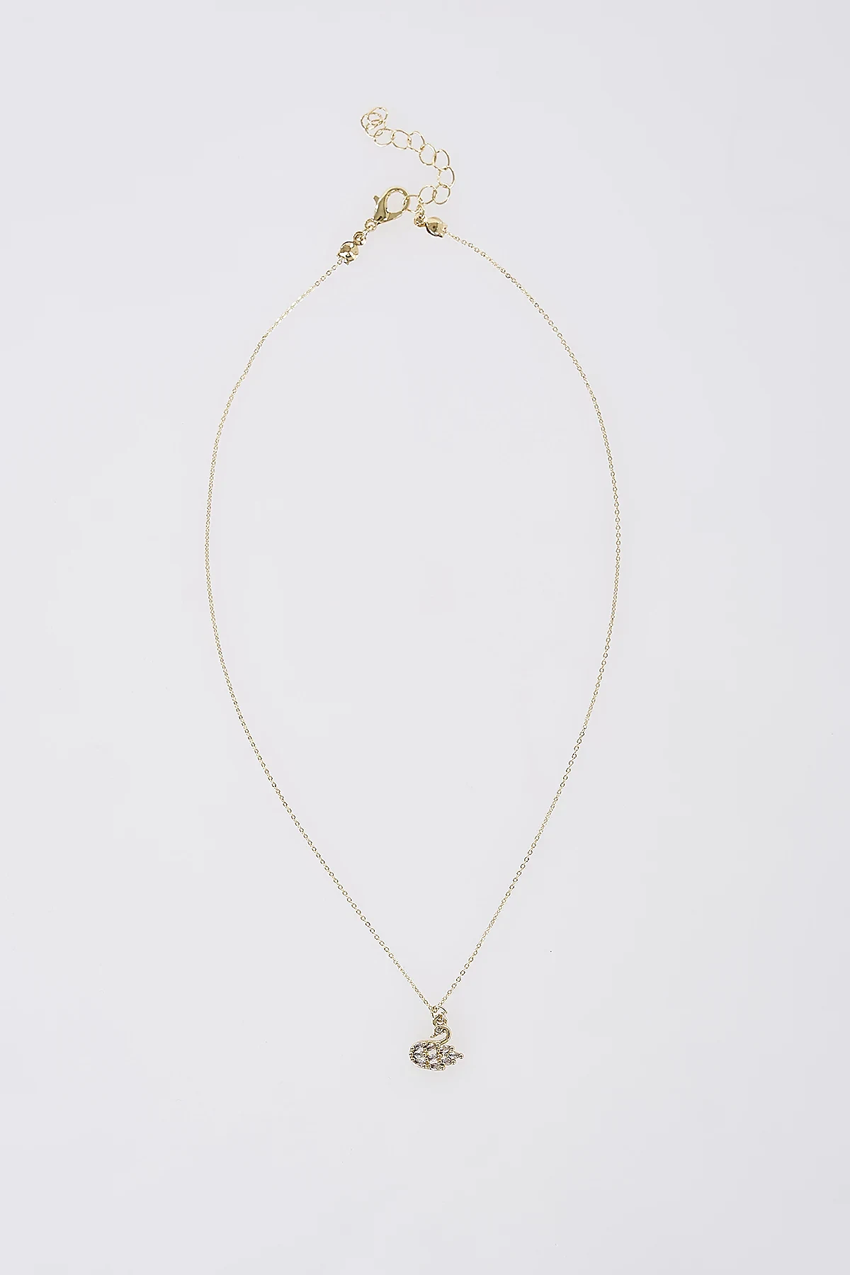 Swan Charm Necklace Gold