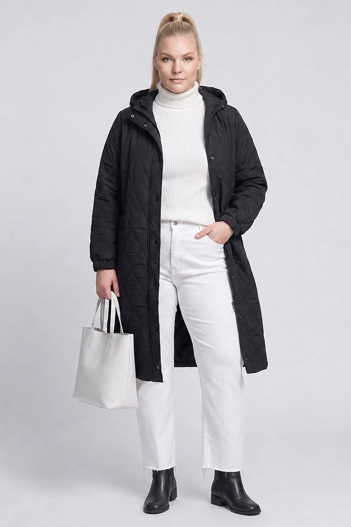 Hooded Slip-On Tunic Black