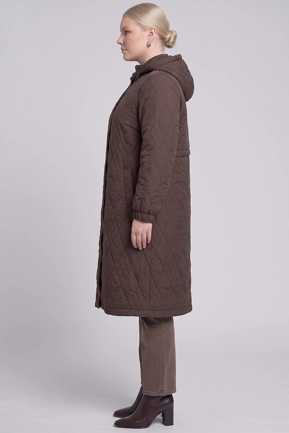 Hooded Slip-On Tunic Dark Brown