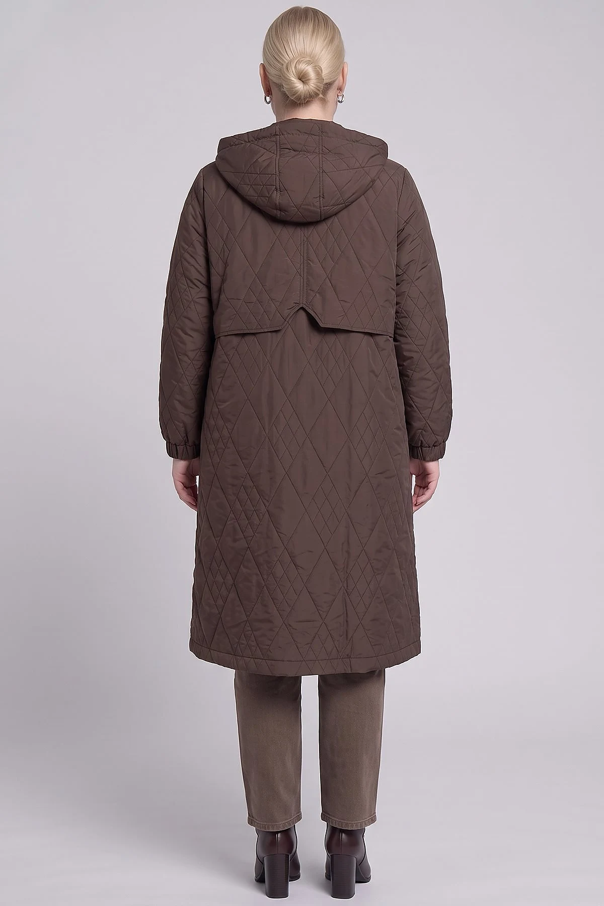 Hooded Slip-On Tunic Dark Brown