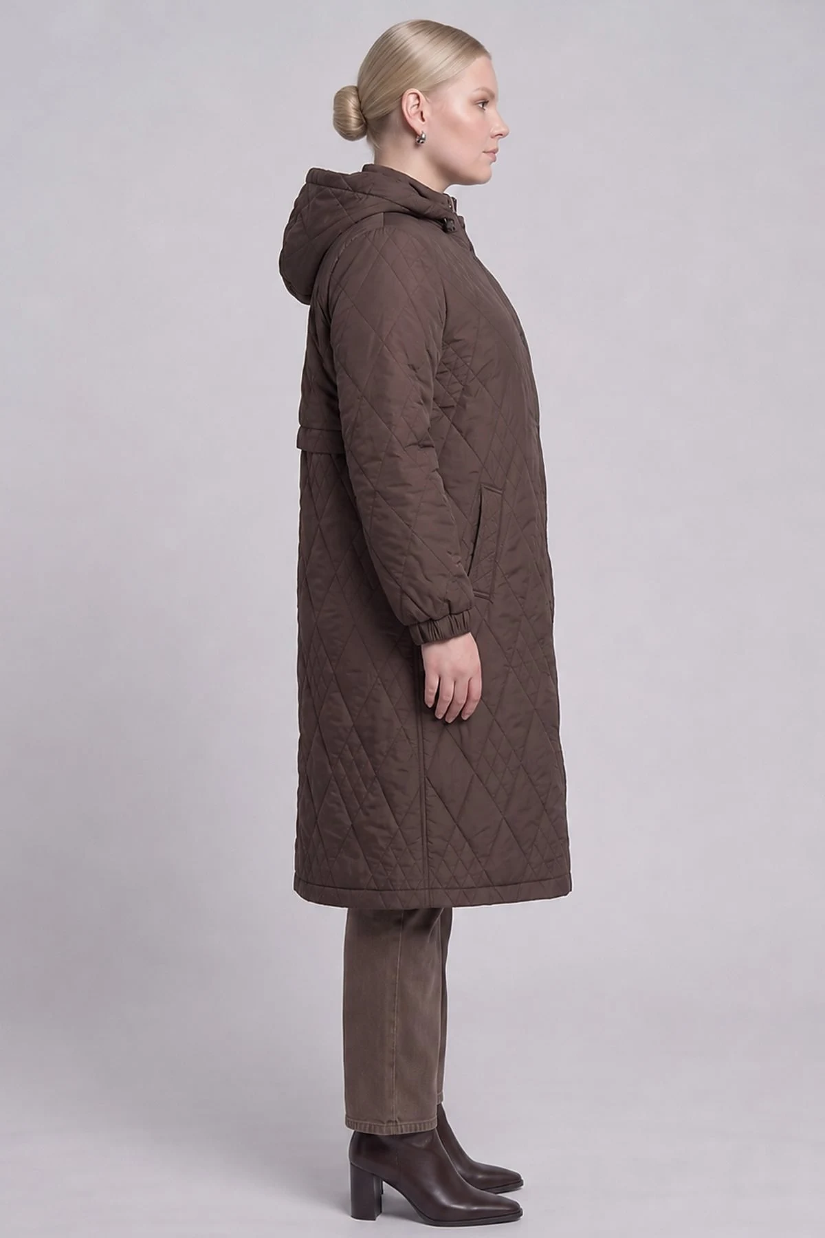 Hooded Slip-On Tunic Dark Brown