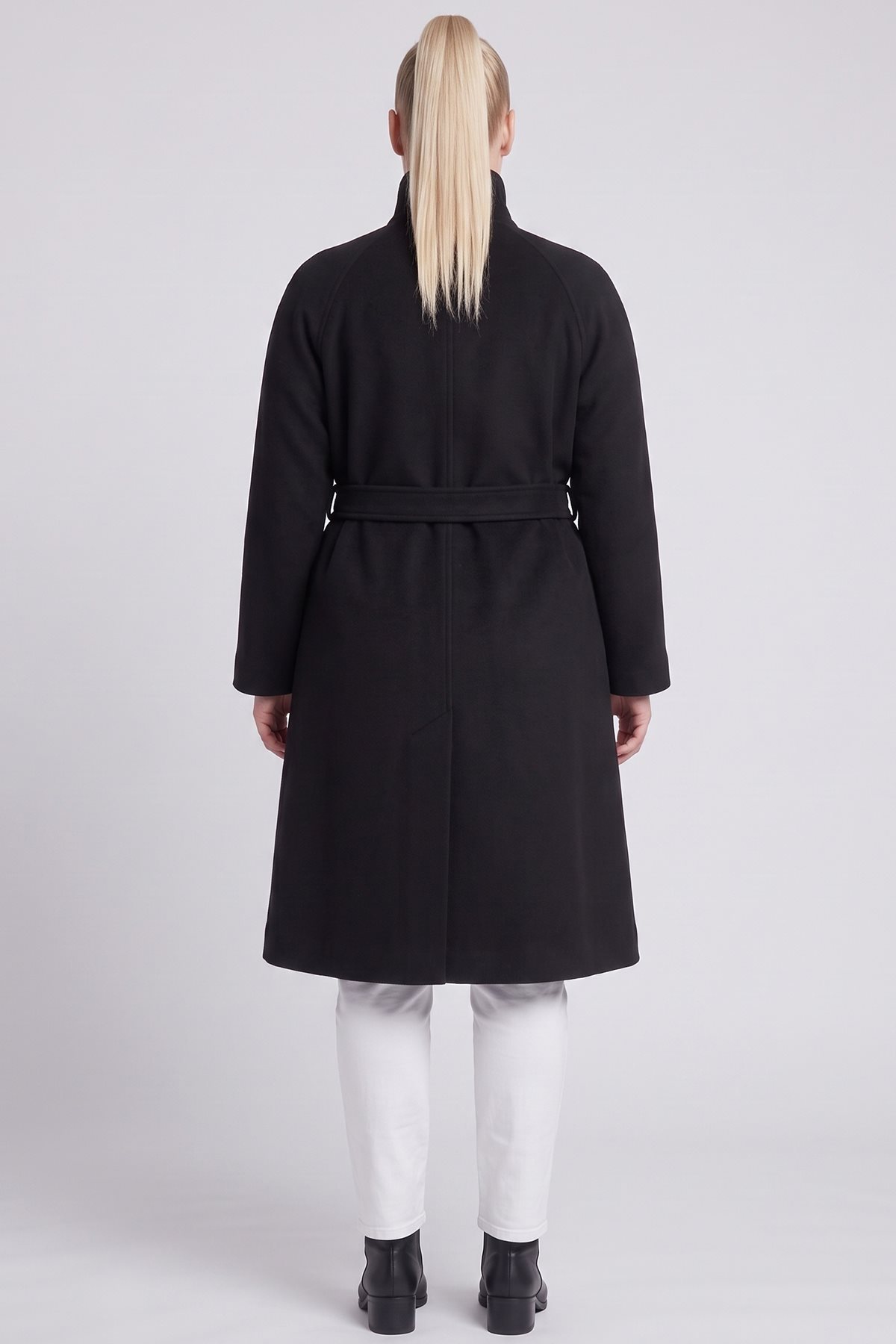 Double-Breasted Wool Blend Coat Black