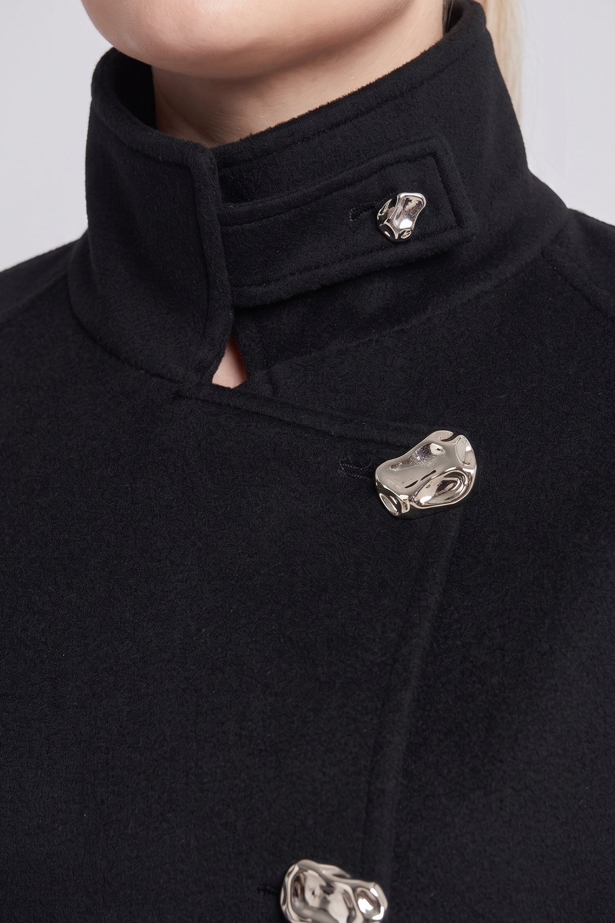 Double-Breasted Wool Blend Coat Black