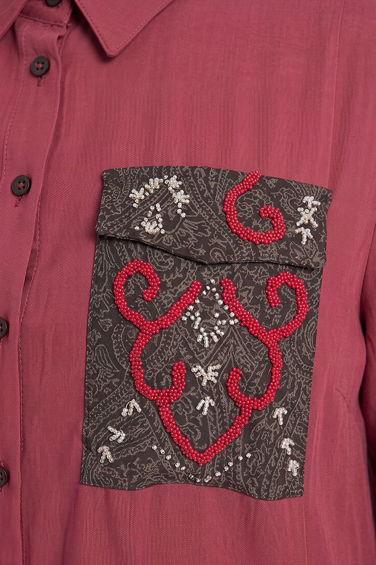 Beaded Rayon Tunic Red