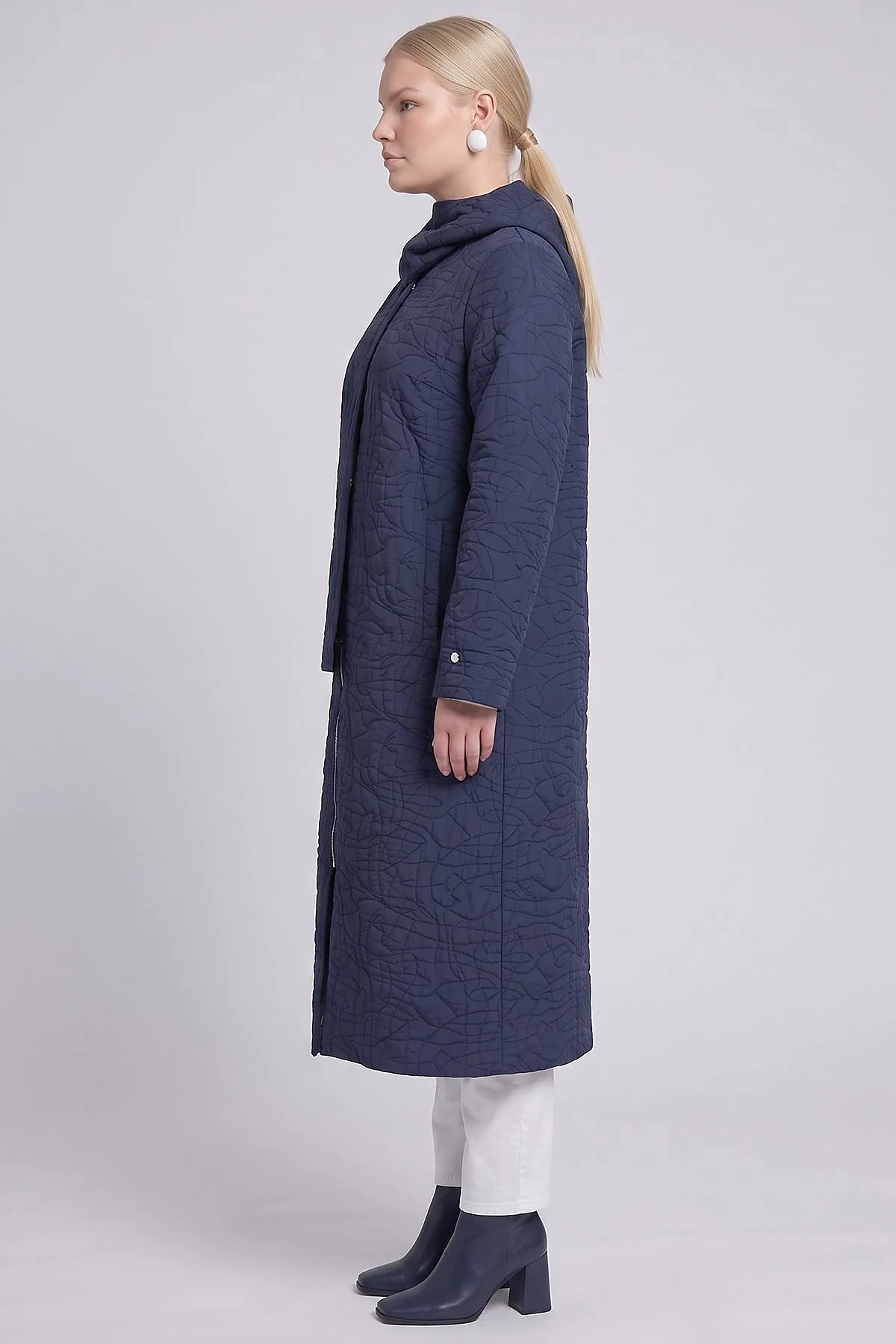 Scarf-Detail Quilted Slip-On Navy