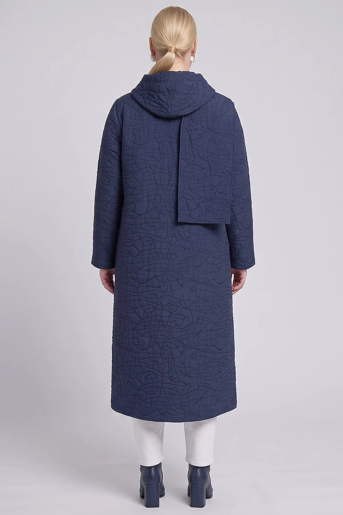 Scarf-Detail Quilted Slip-On Navy