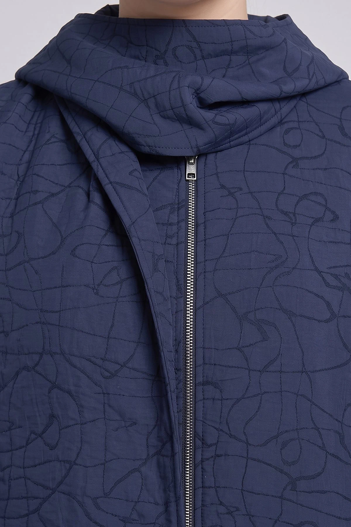 Scarf-Detail Quilted Slip-On Navy