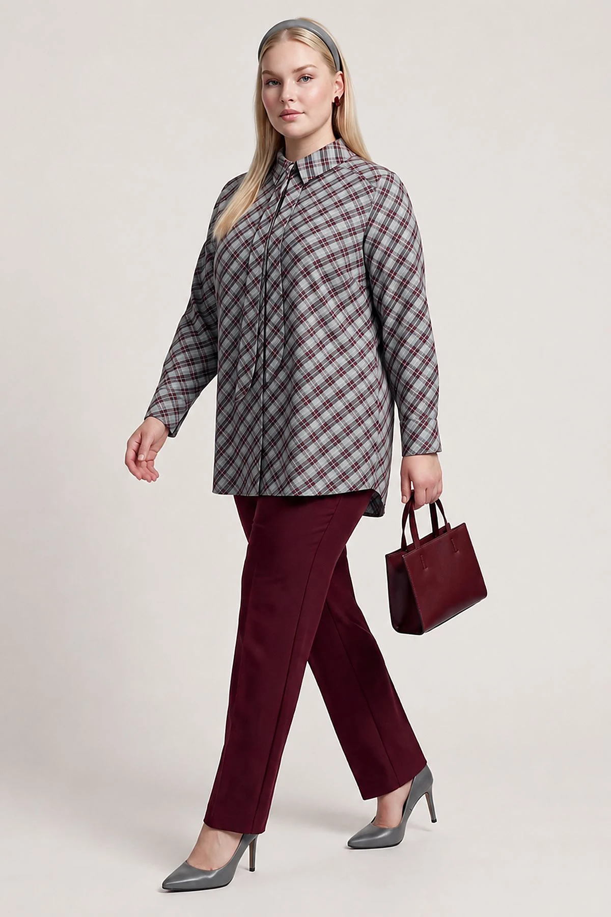 Checkered Modal Tunic Grey