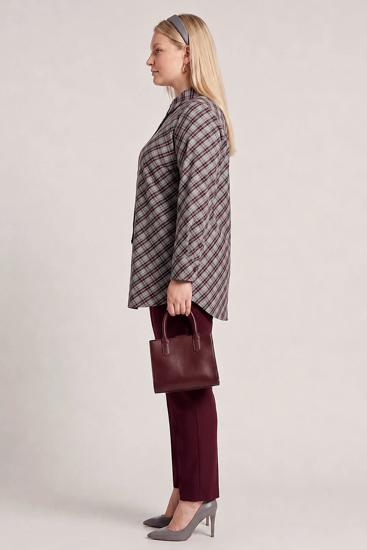 Checkered Modal Tunic Grey