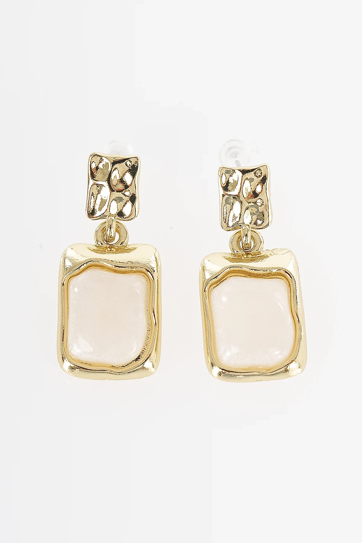 White Stone Vintage Earrings Gold