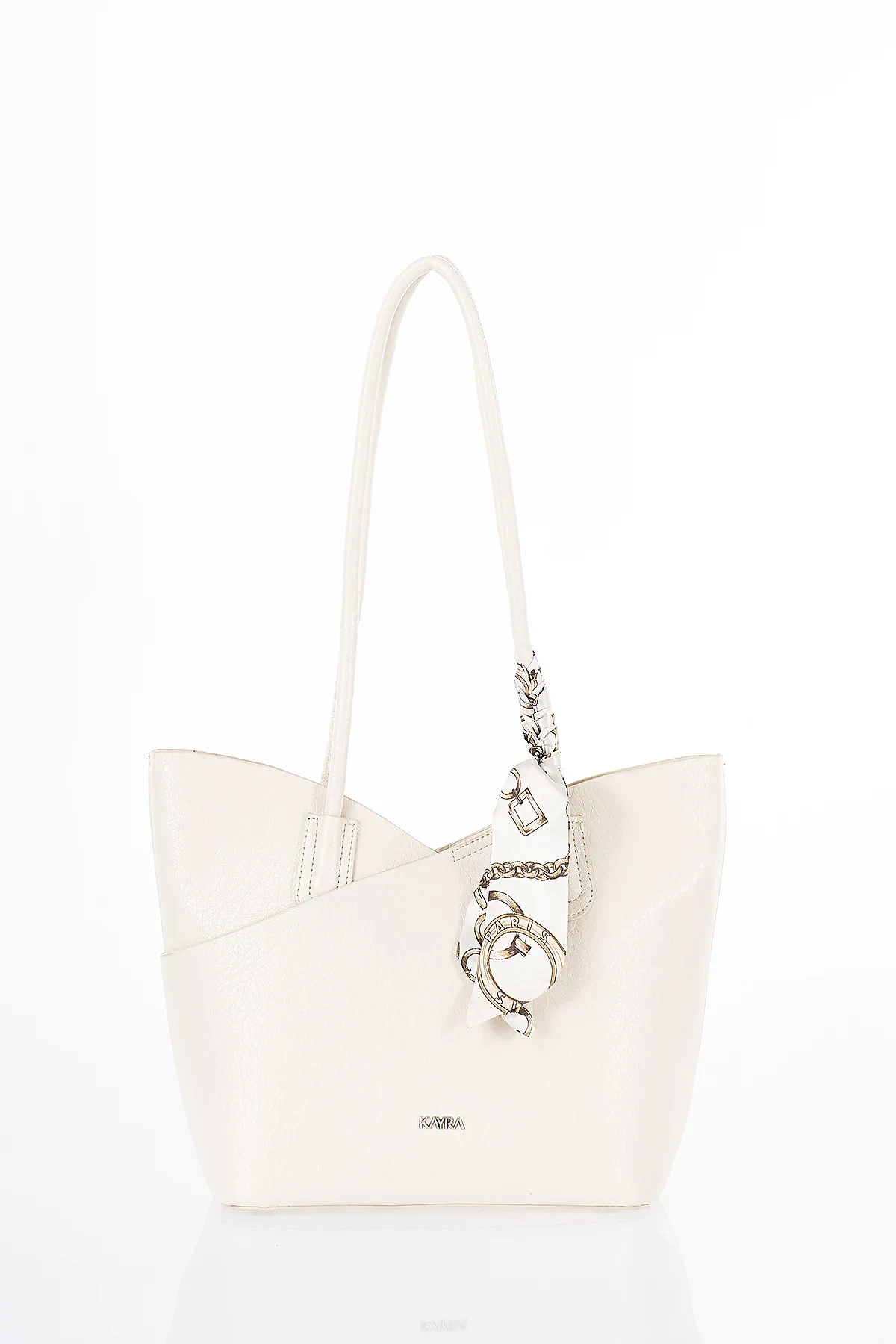 Scarf Detail Shoulder Bag Cream