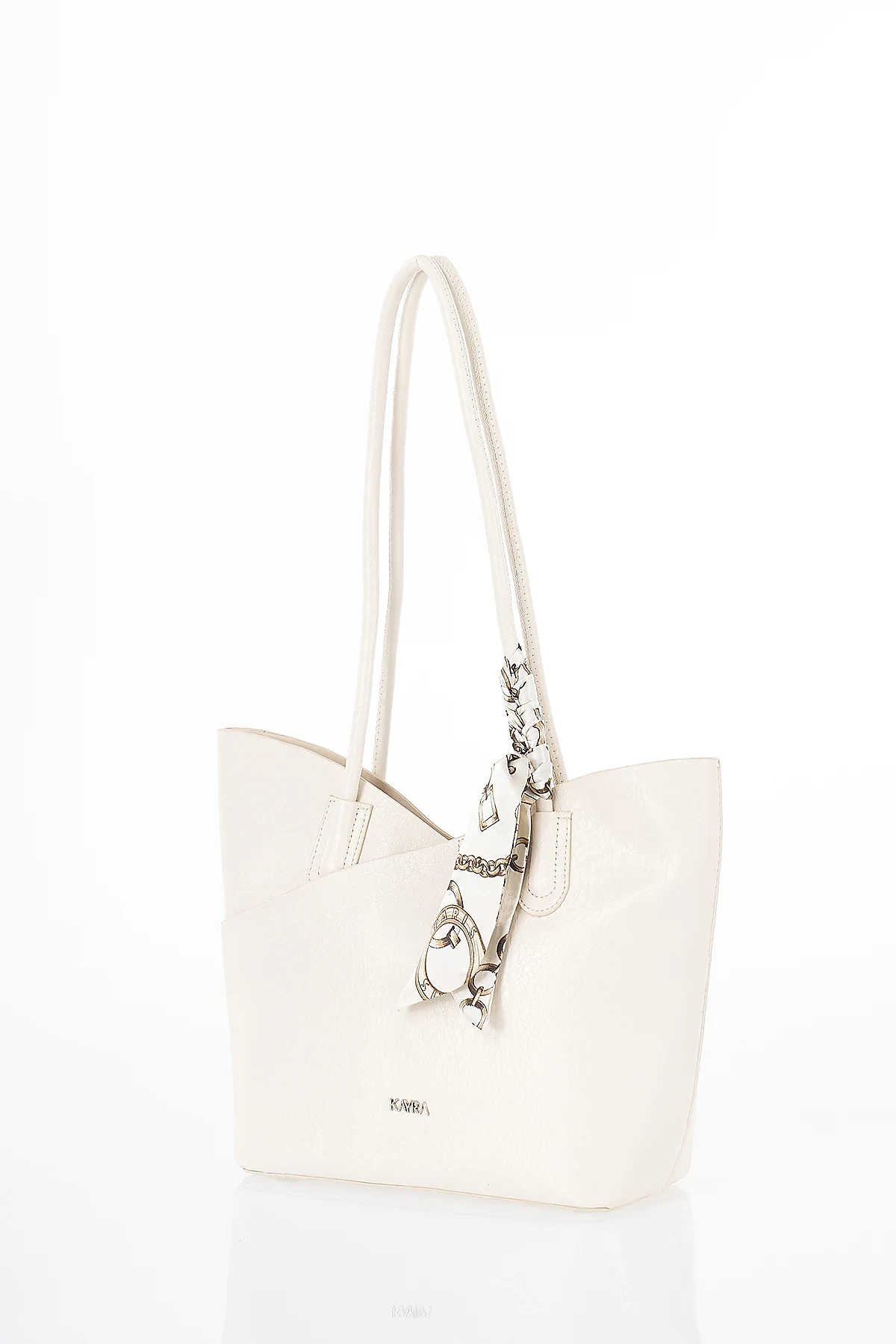 Scarf Detail Shoulder Bag Cream