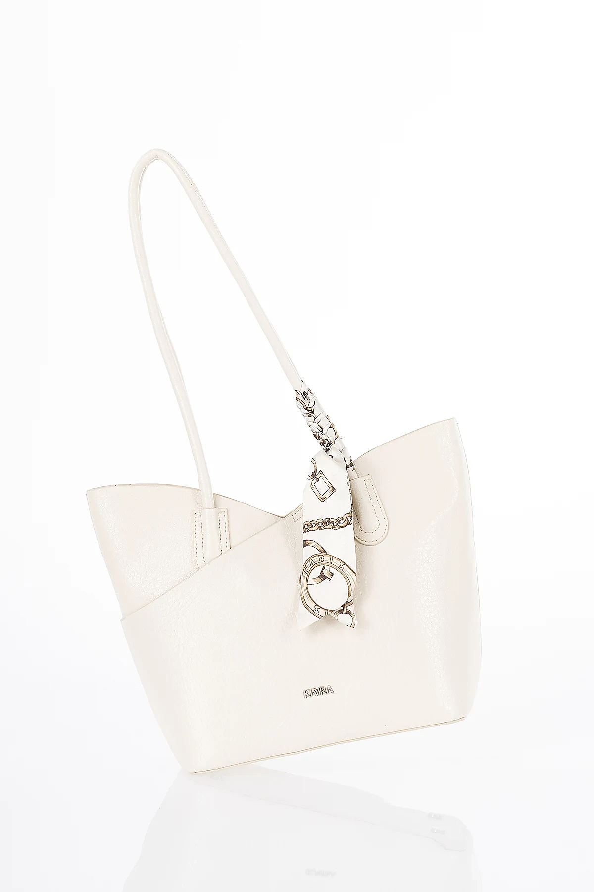 Scarf Detail Shoulder Bag Cream