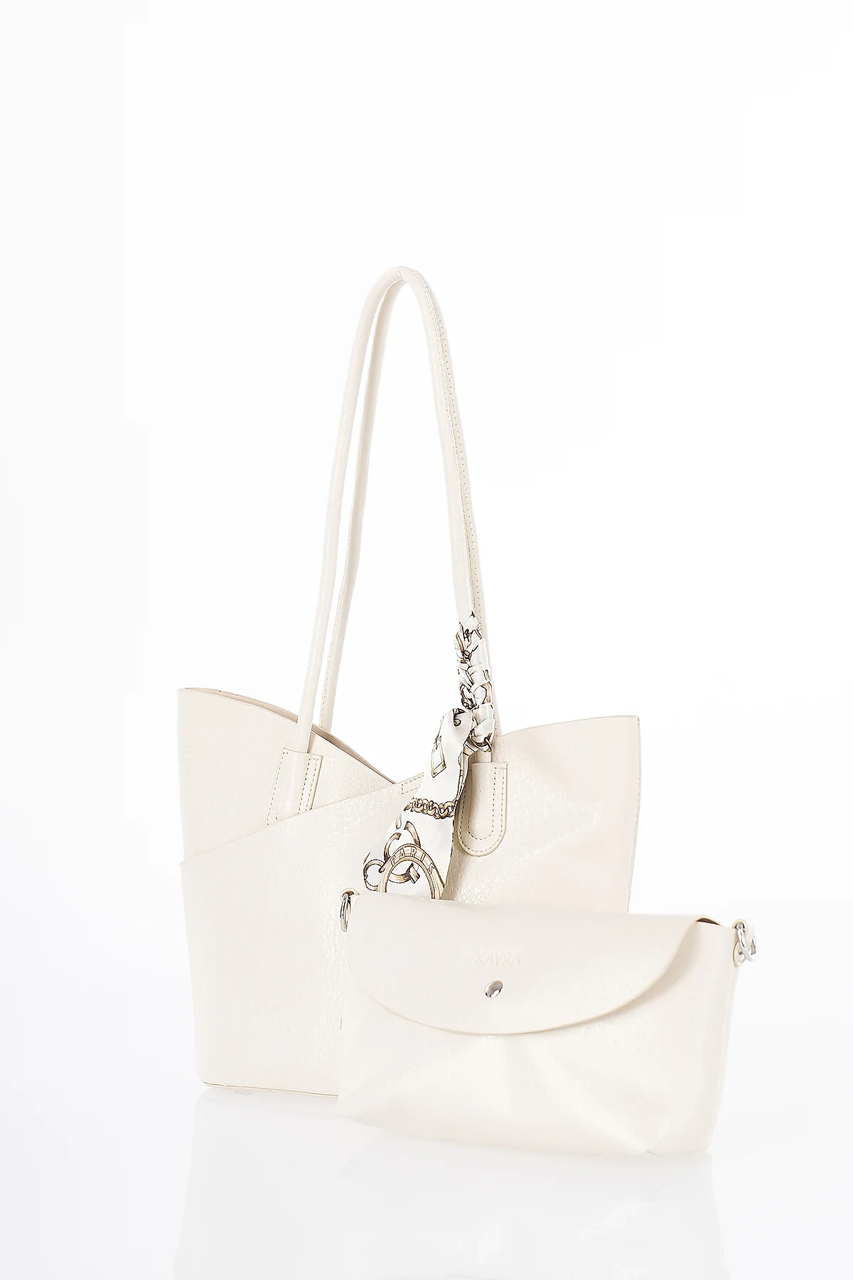 Scarf Detail Shoulder Bag Cream