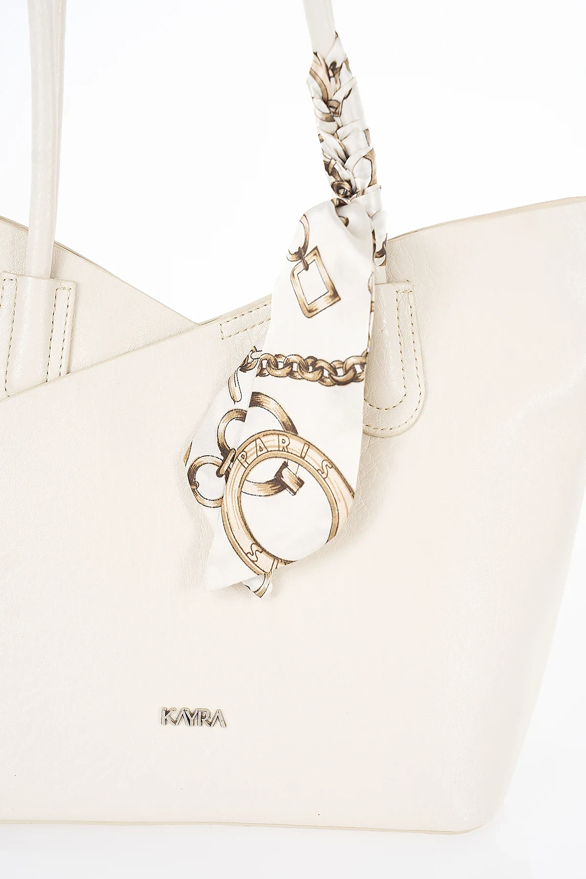 Scarf Detail Shoulder Bag Cream