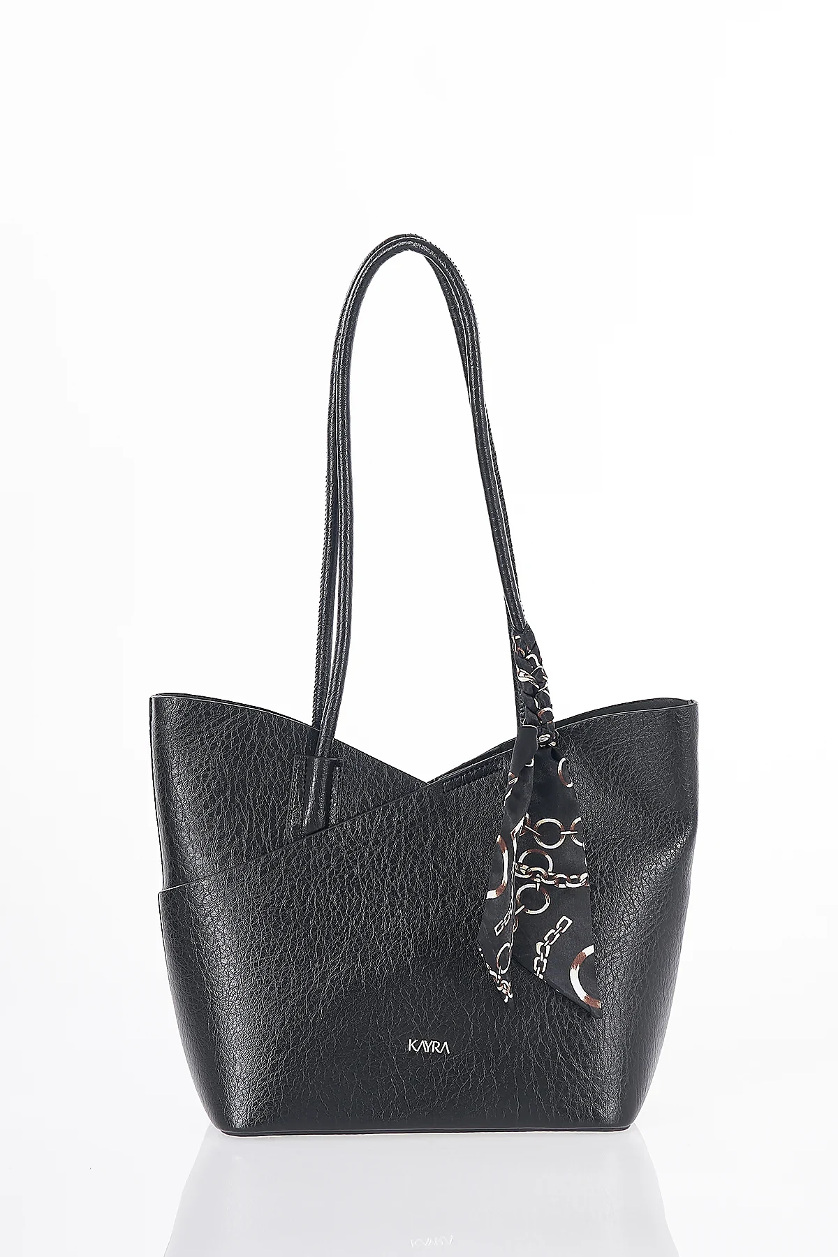 Scarf Detail Shoulder Bag Black