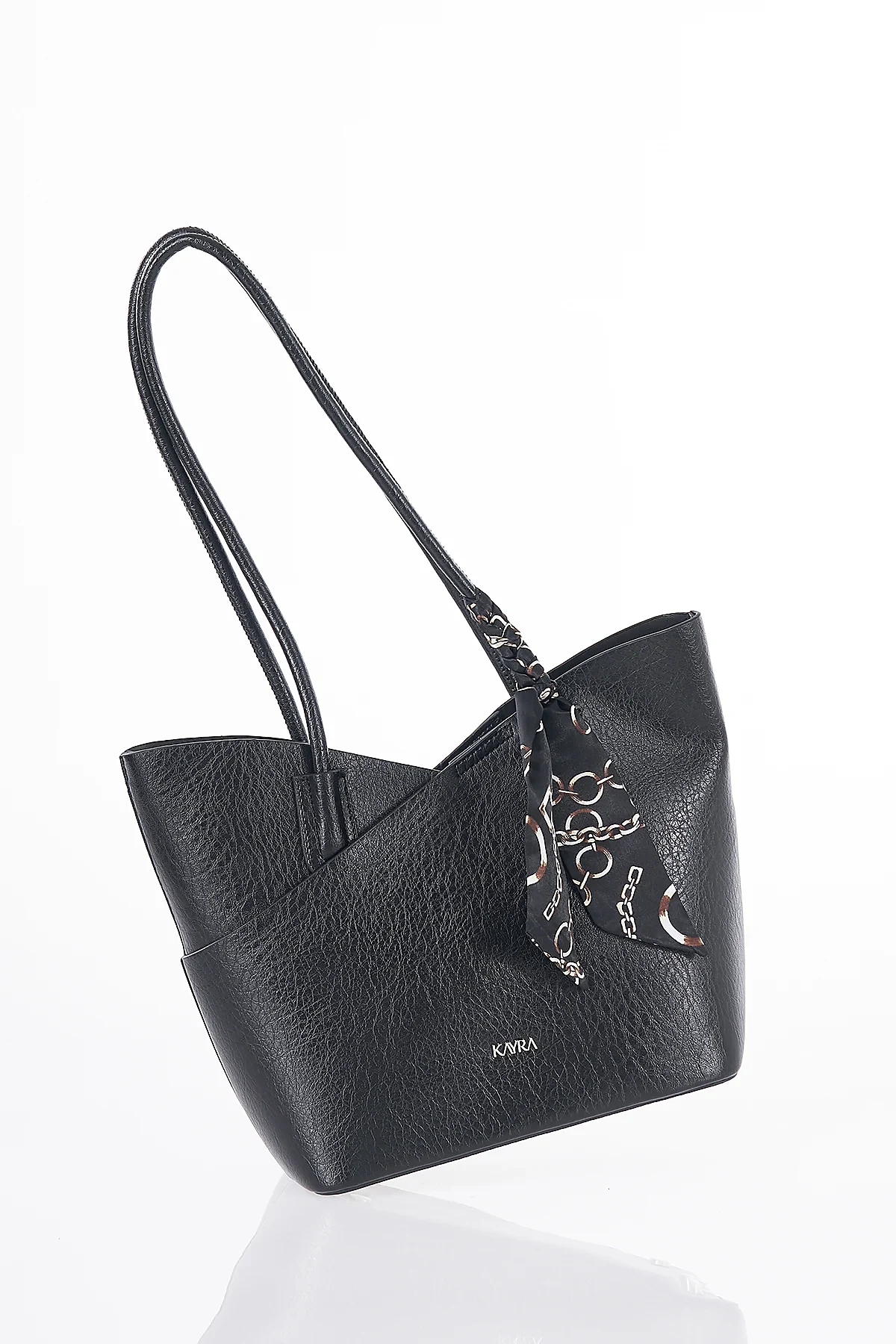 Scarf Detail Shoulder Bag Black