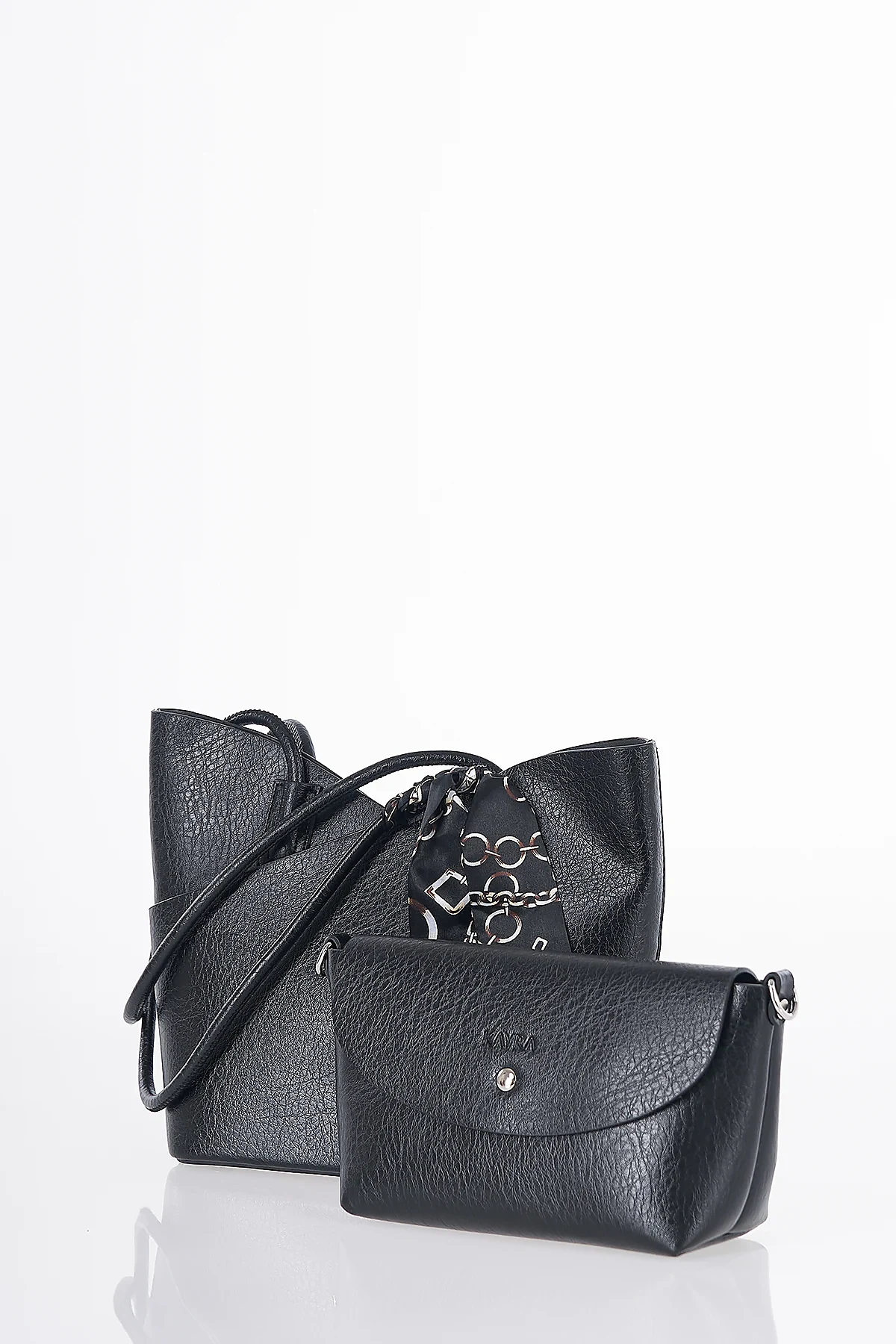 Scarf Detail Shoulder Bag Black