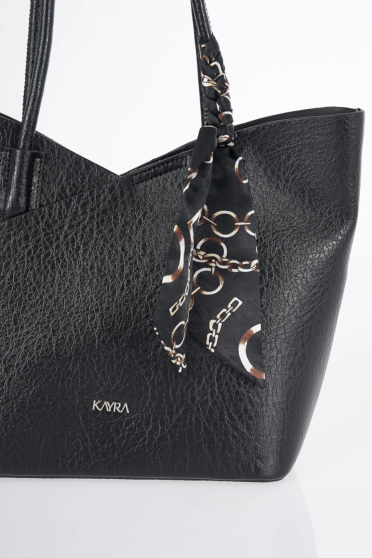Scarf Detail Shoulder Bag Black