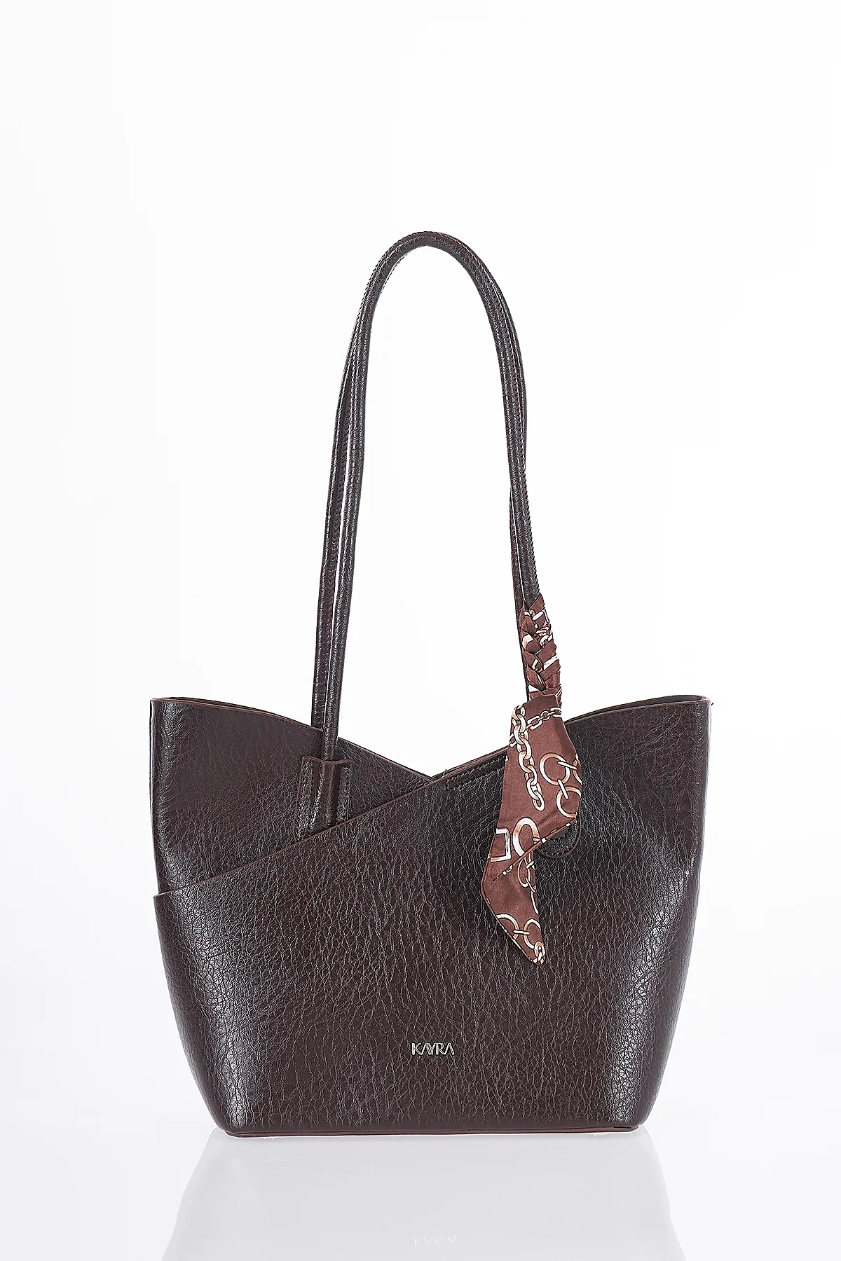 Scarf Detail Shoulder Bag Dark Brown