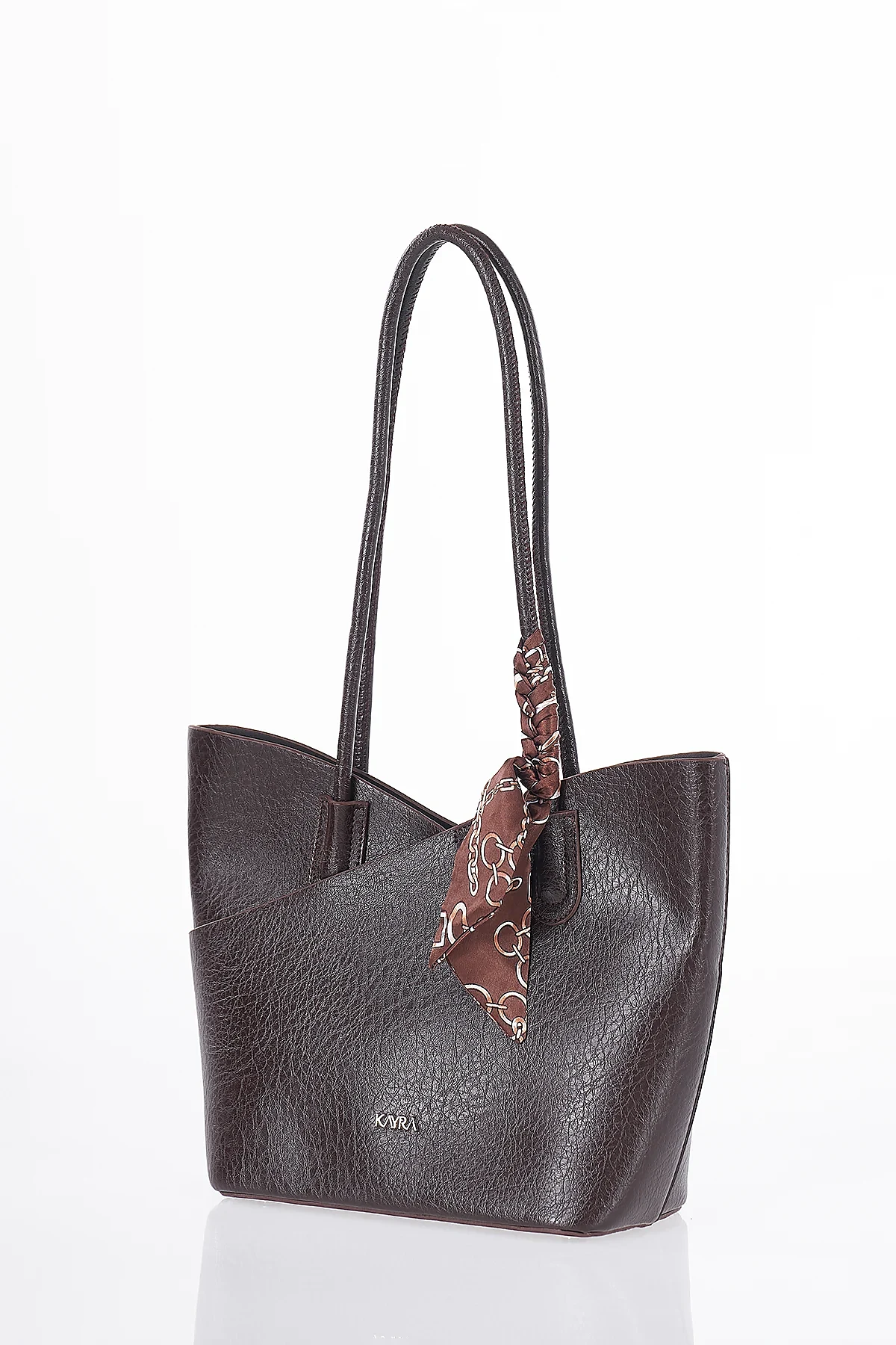 Scarf Detail Shoulder Bag Dark Brown
