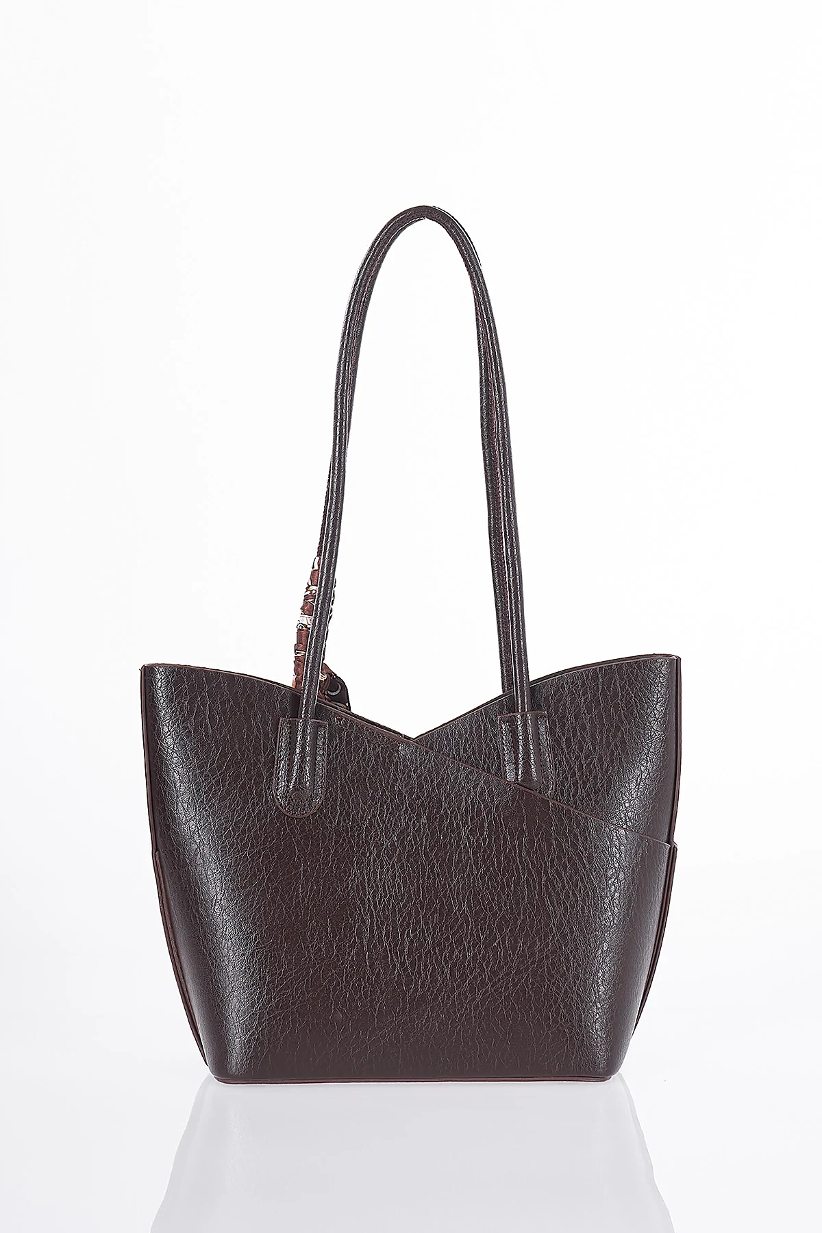 Scarf Detail Shoulder Bag Dark Brown