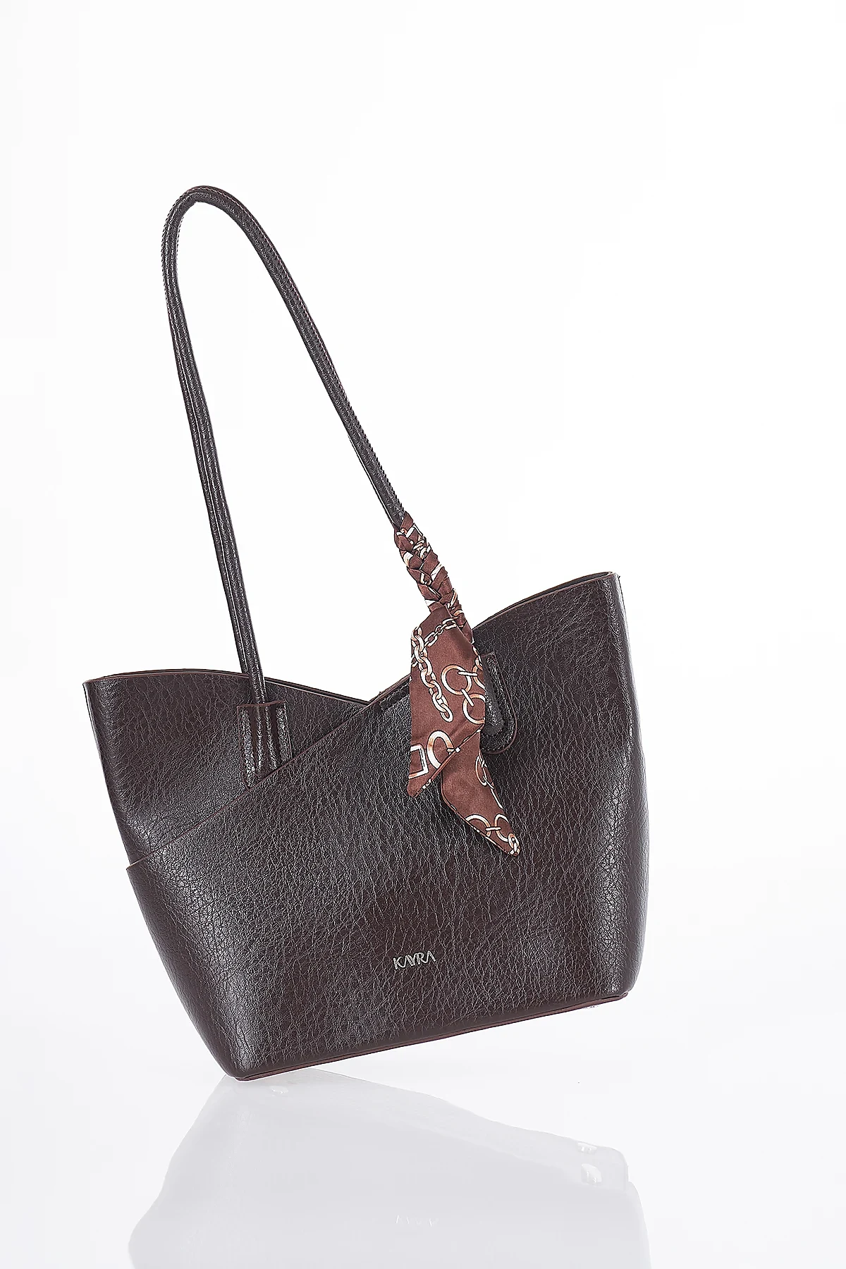 Scarf Detail Shoulder Bag Dark Brown
