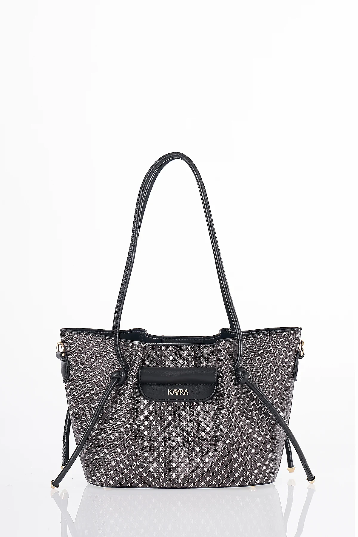 Gathered Detail Shoulder Bag Black